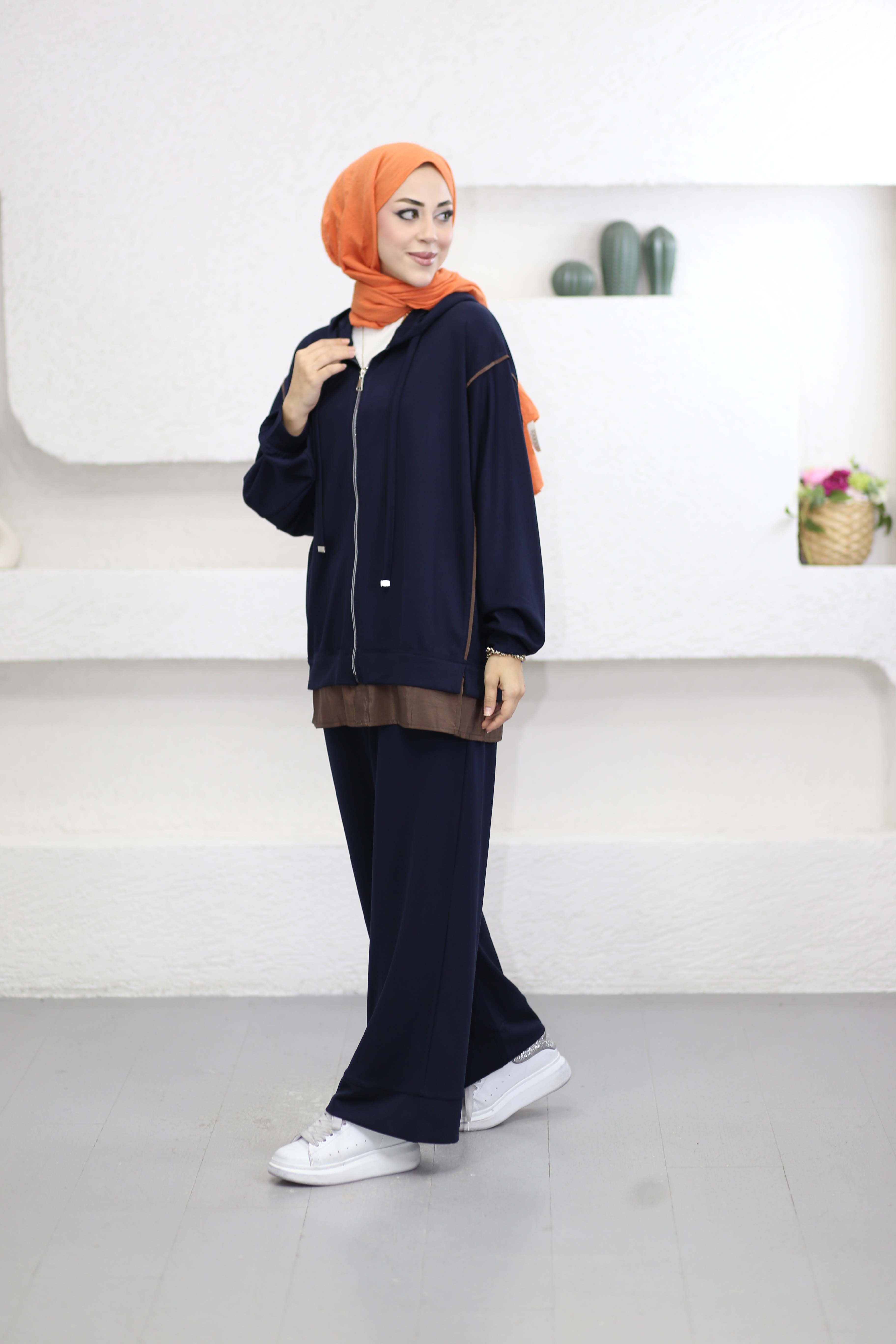 Paraşüt Detaylı Hırka Takım Lacivert 6653