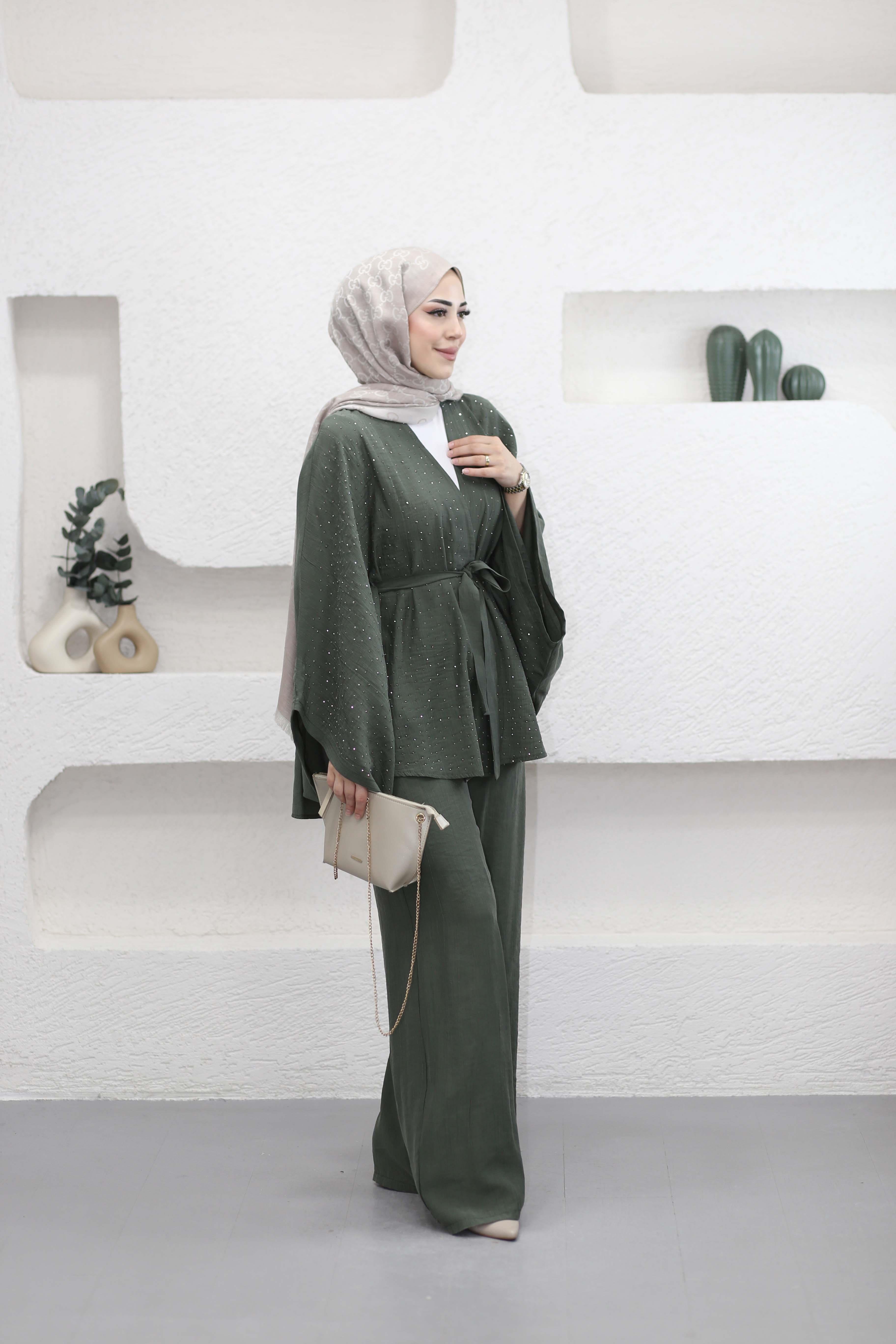 Işıltı Kimono Takım Haki 5608