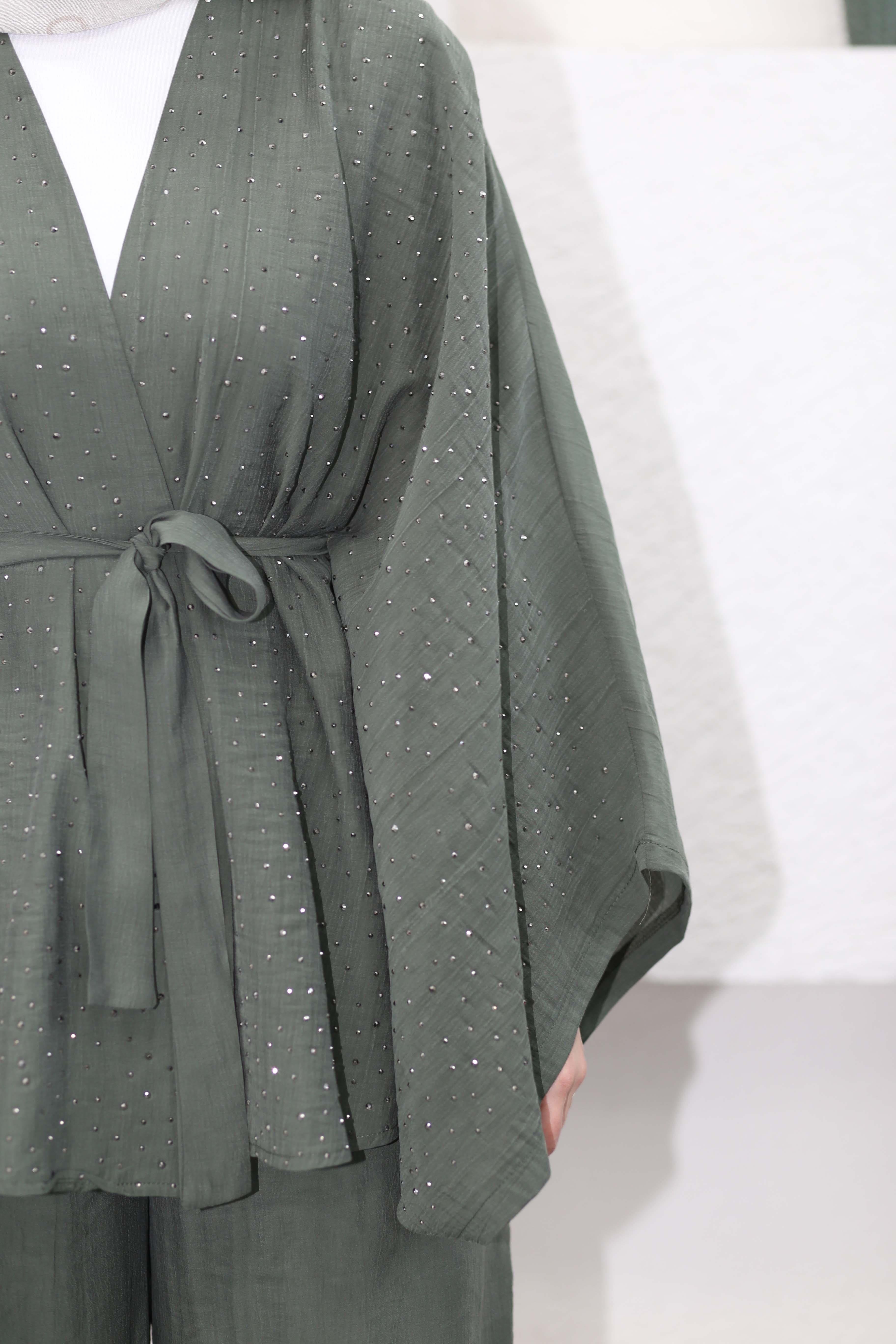 Işıltı Kimono Takım Haki 5608