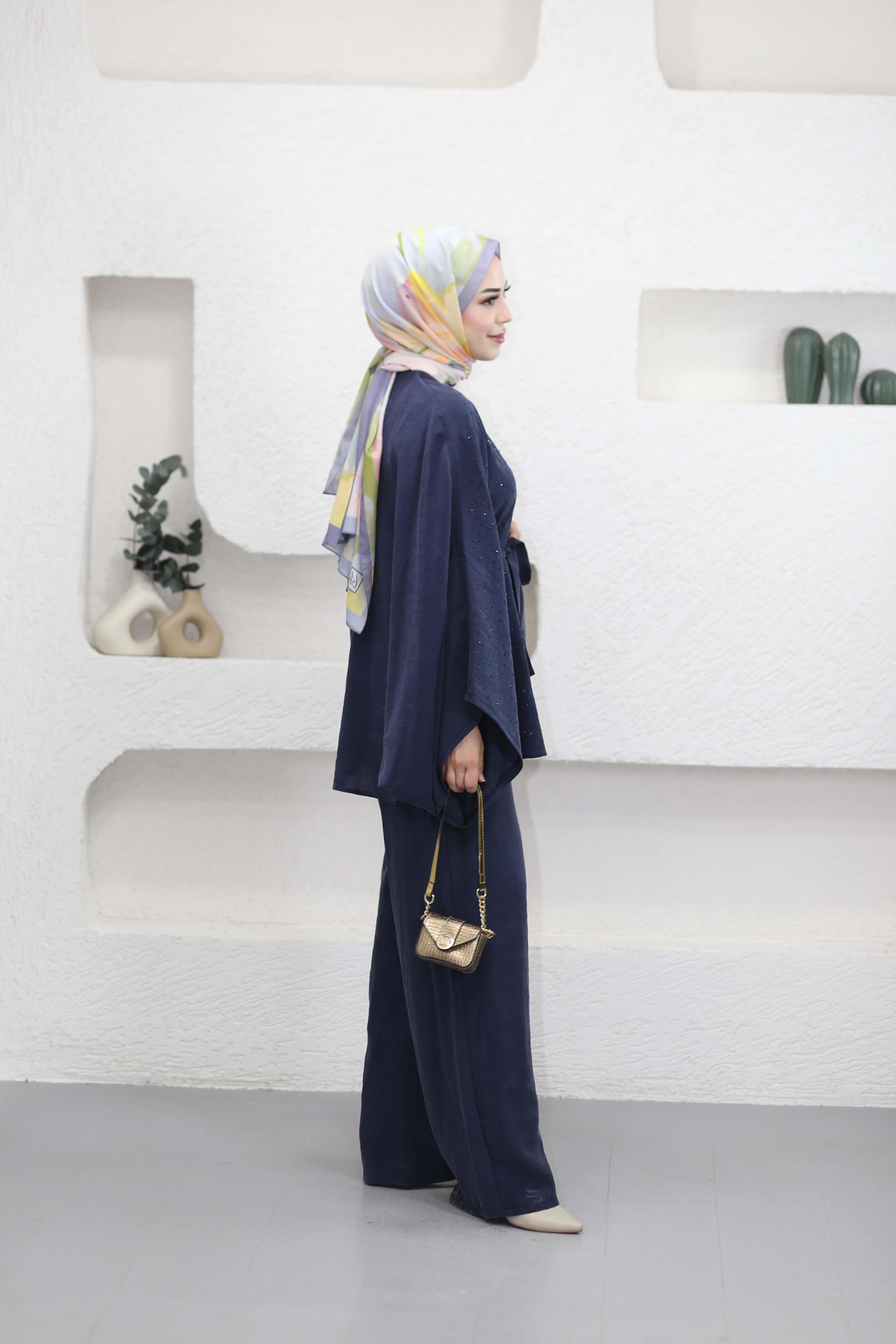 Işıltı Kimono Takım Lacivert 5608