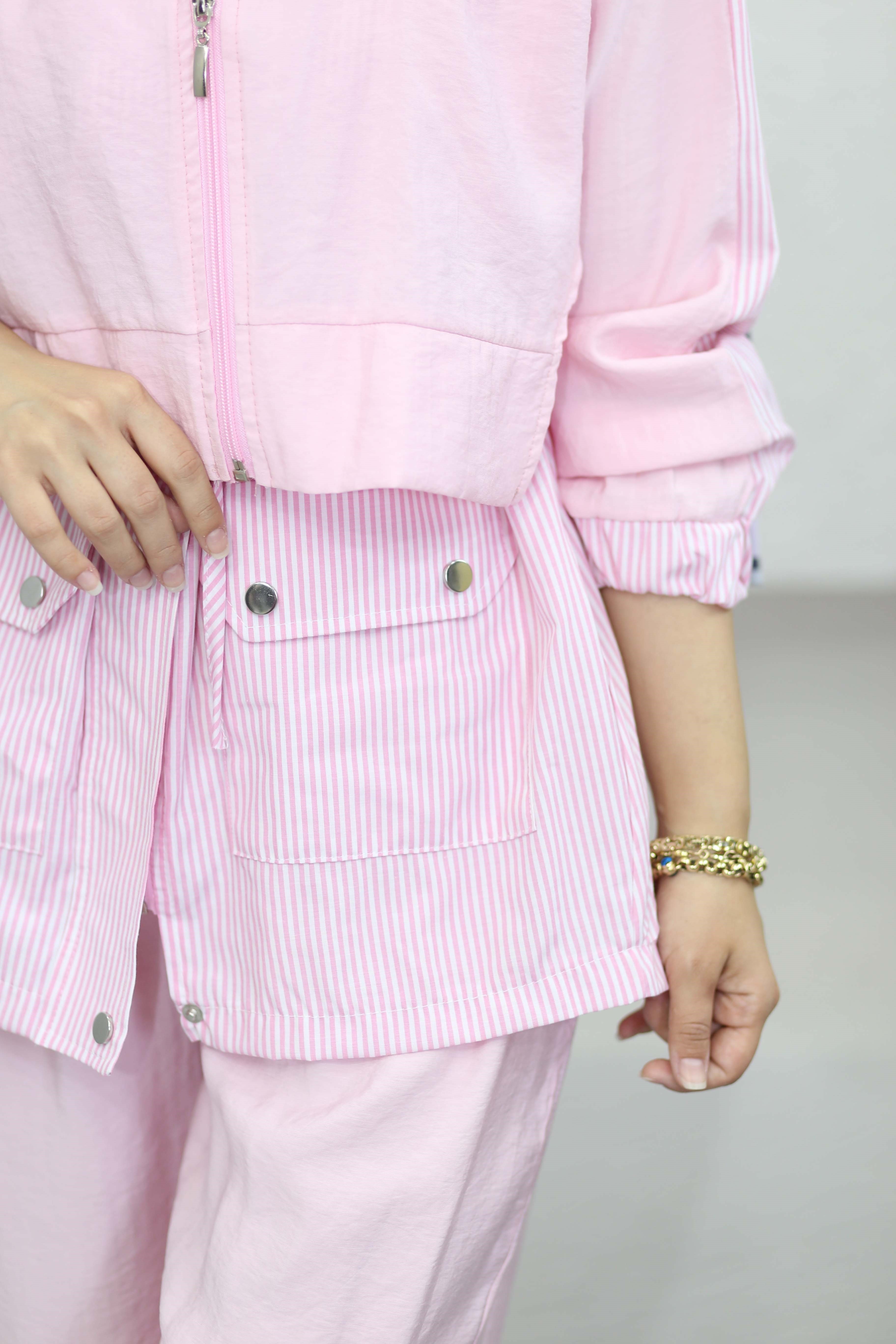 Çizgili Parçalı Takım Pembe 3190