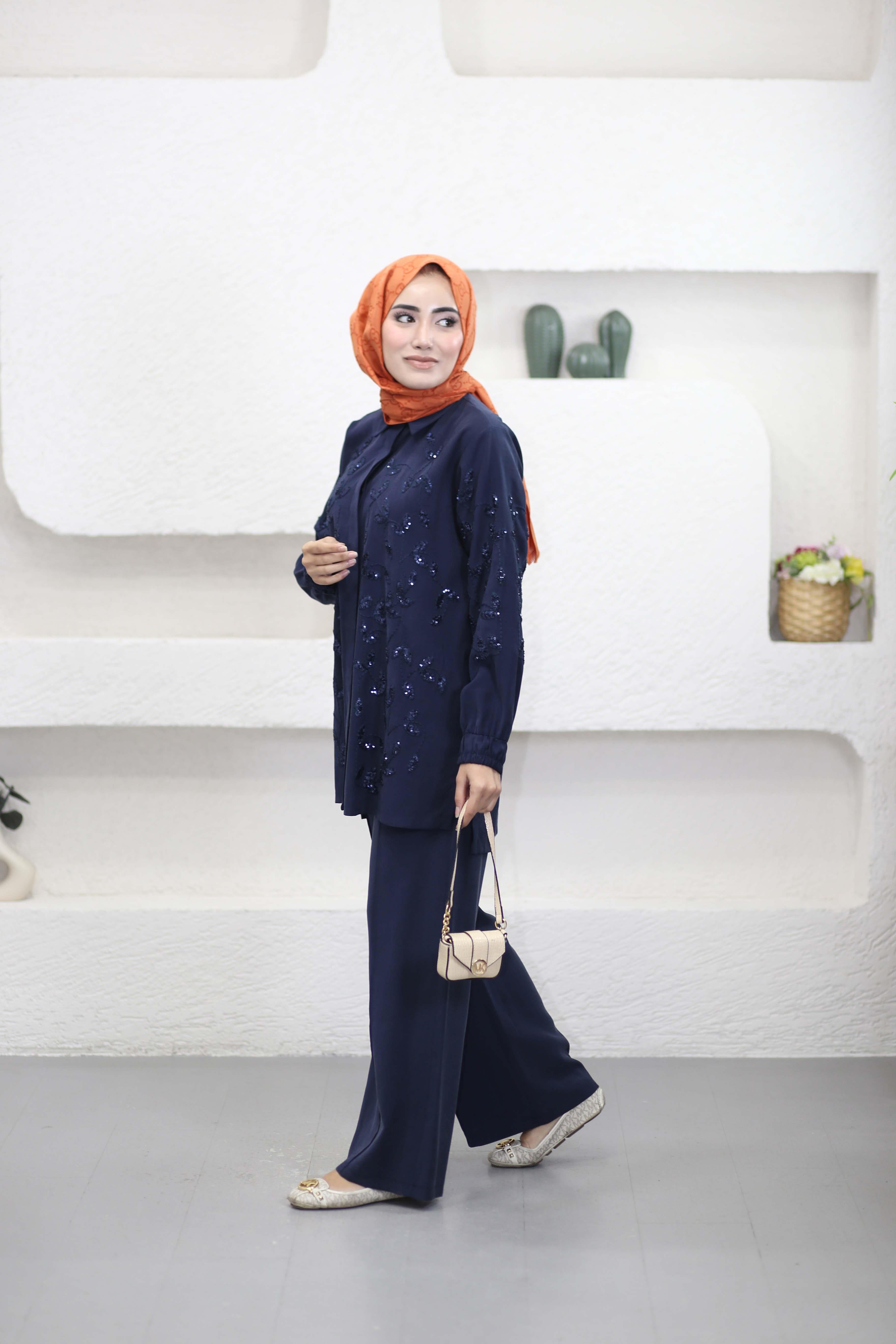 Pul İşlemeli Takım Lacivert 3404