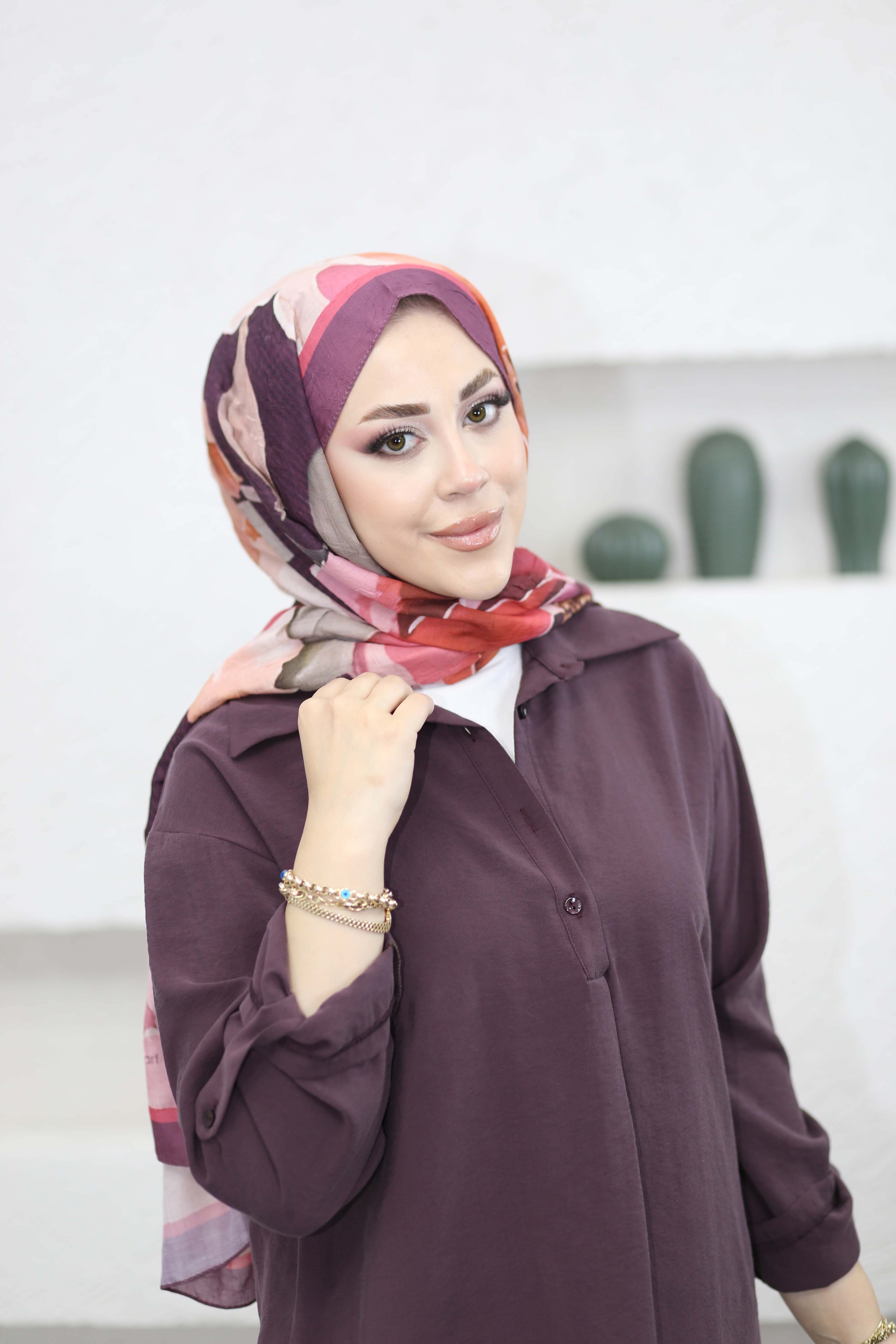 Düğme Detaylı Takım Mürdüm 8930