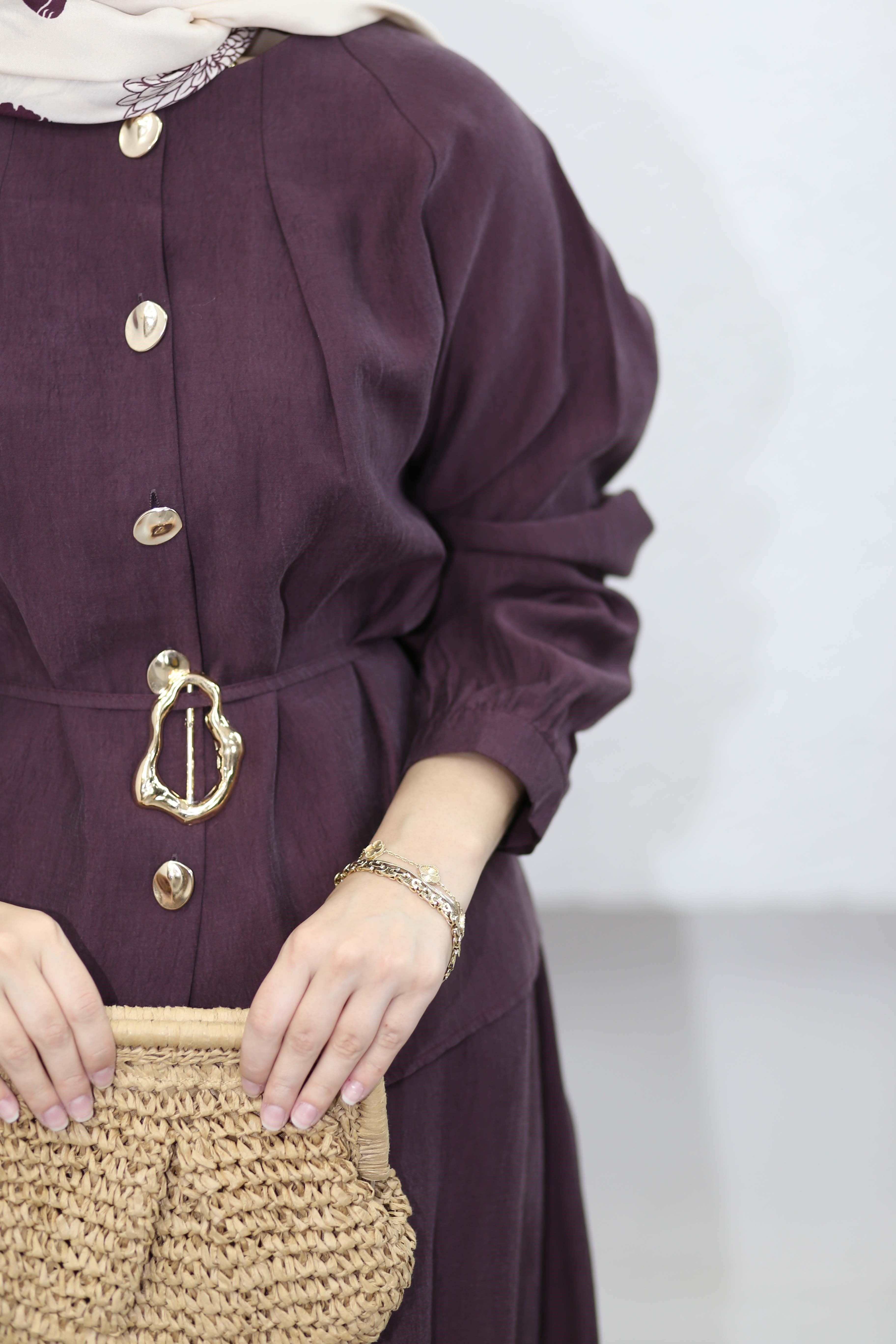 Gold Detaylı Narin Takım Bordo 7563