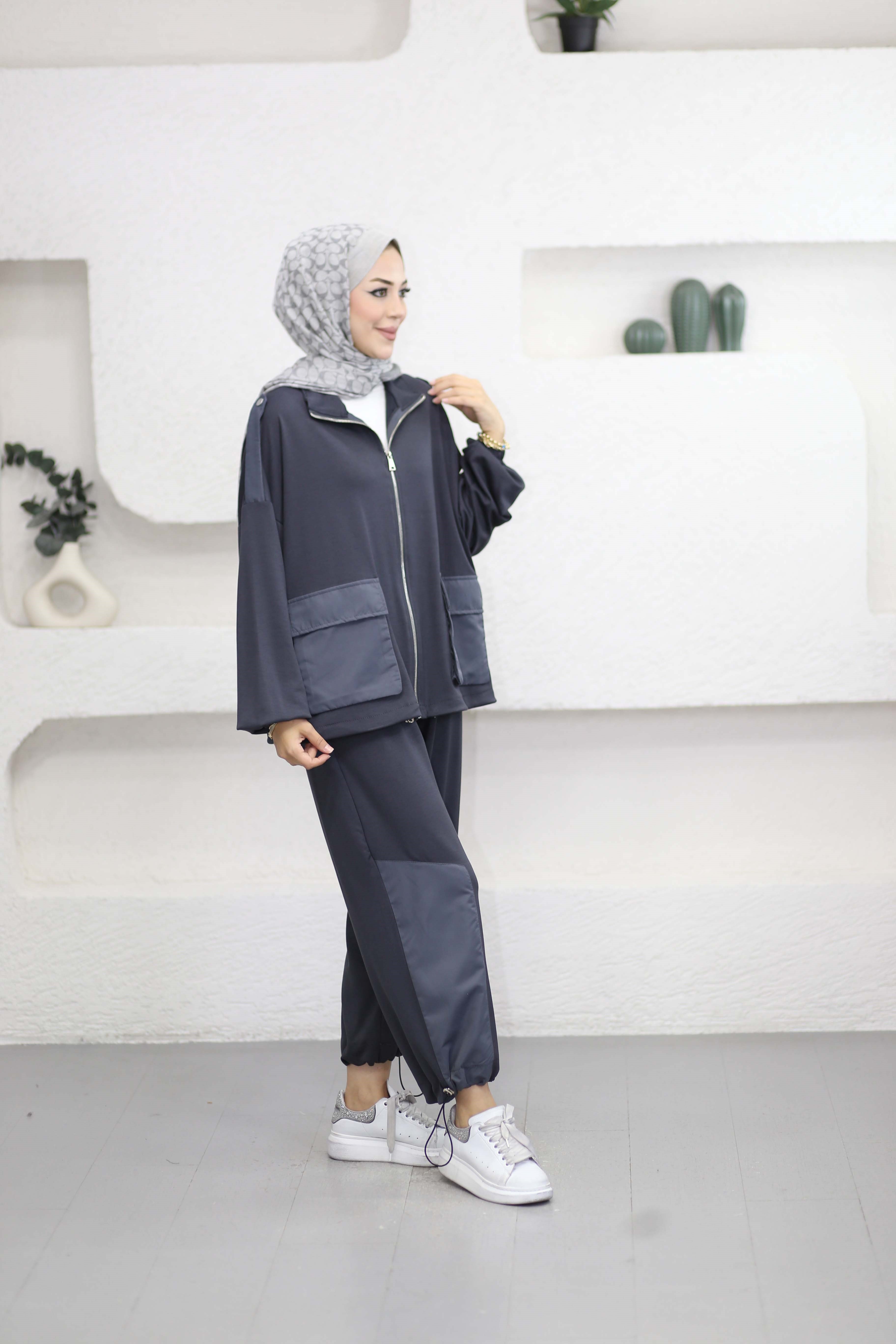 Pantolon Büzgülü Takım Füme 22937
