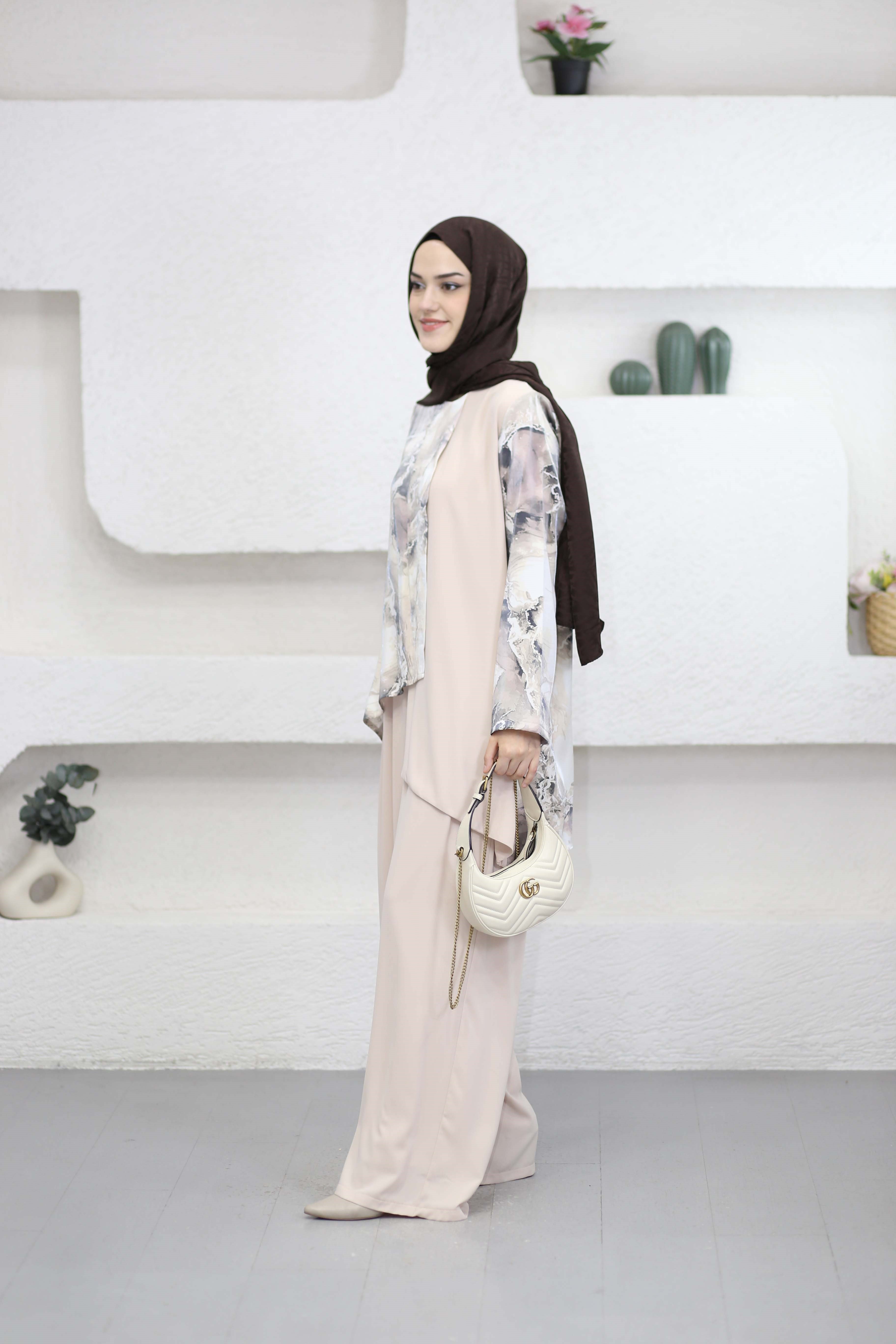 Jade Pantolonlu Takım Bej 5011