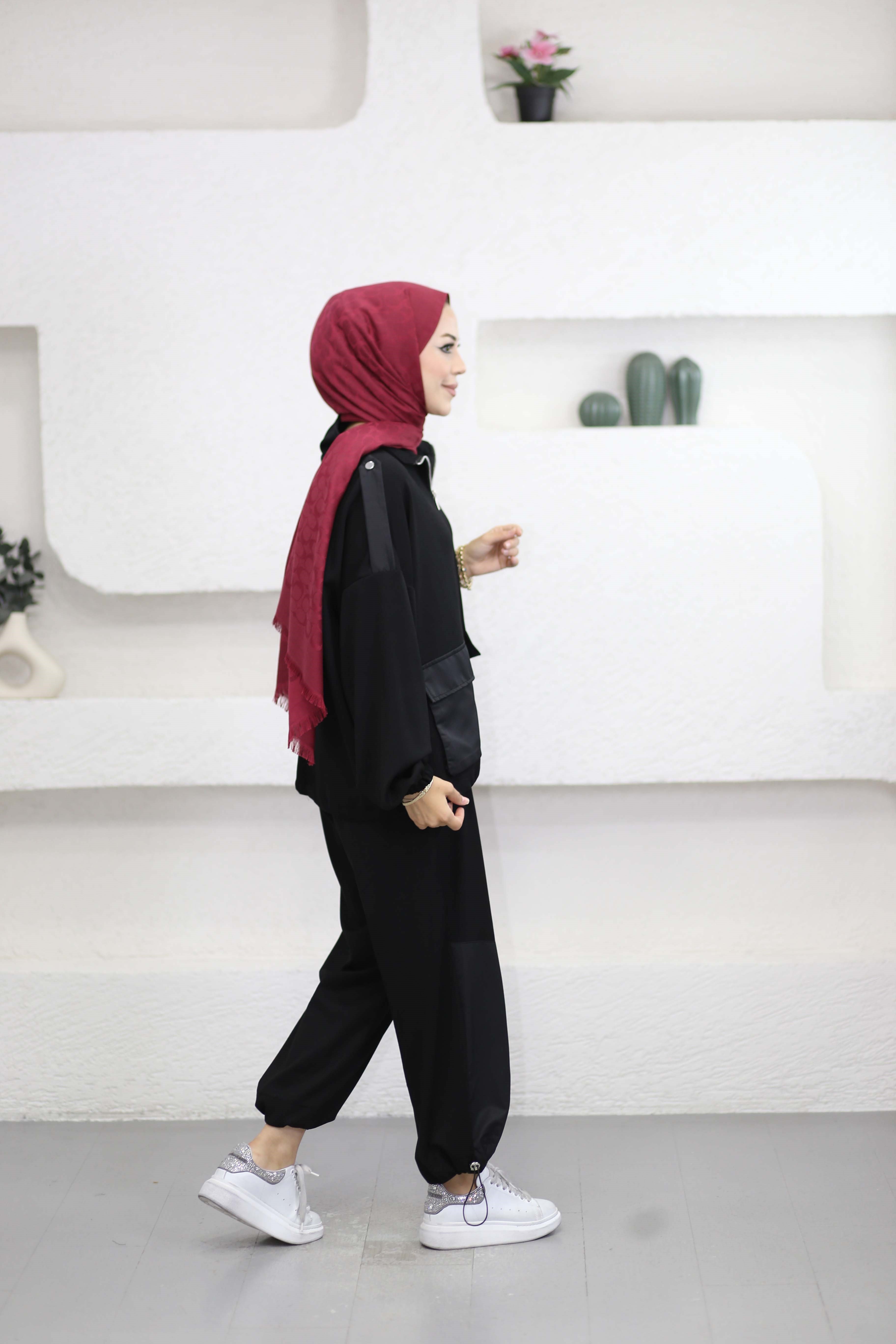 Pantolon Büzgülü Takım Siyah 22937