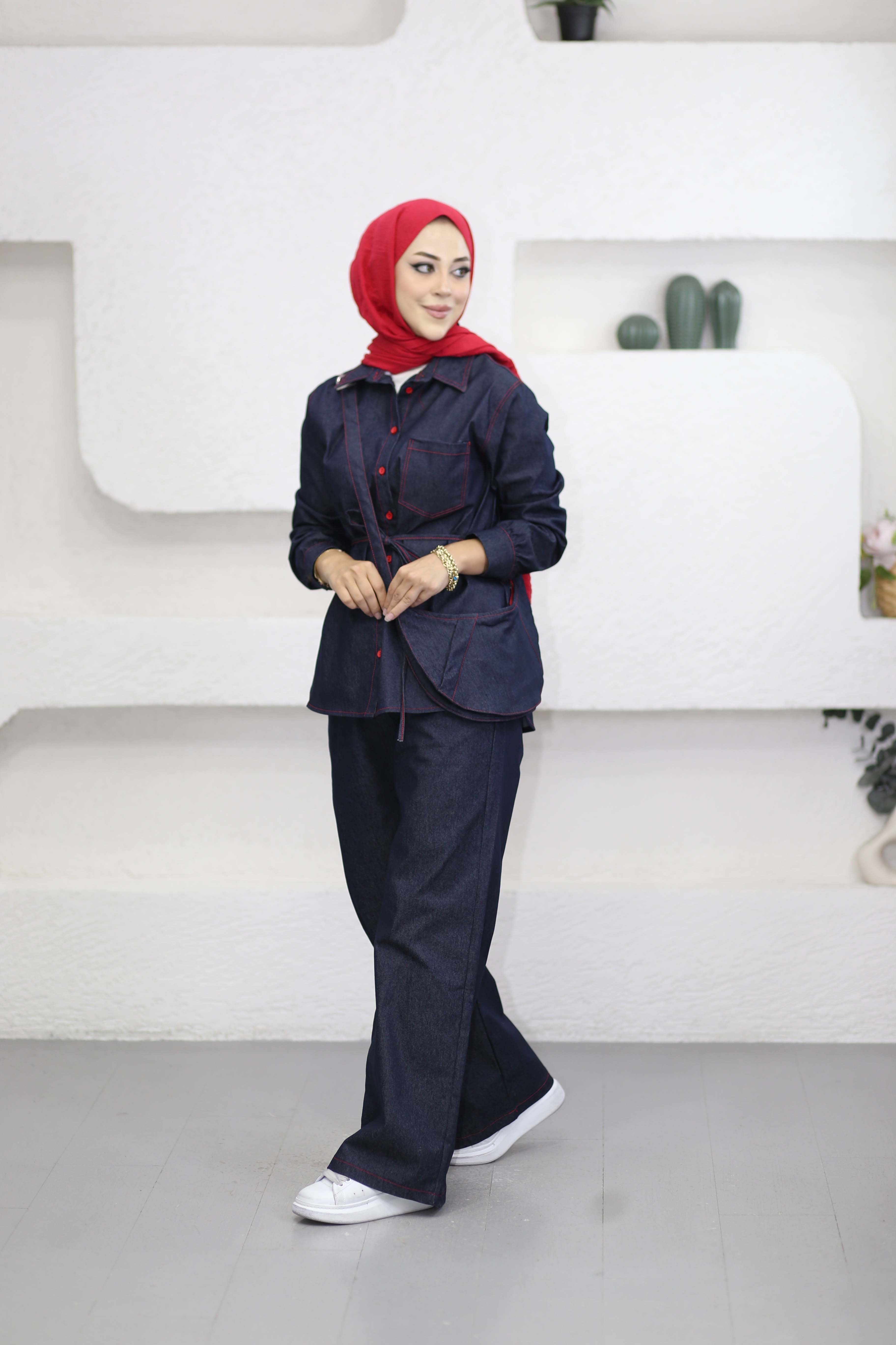 Çantalı Denim Takım Lacivert 8620