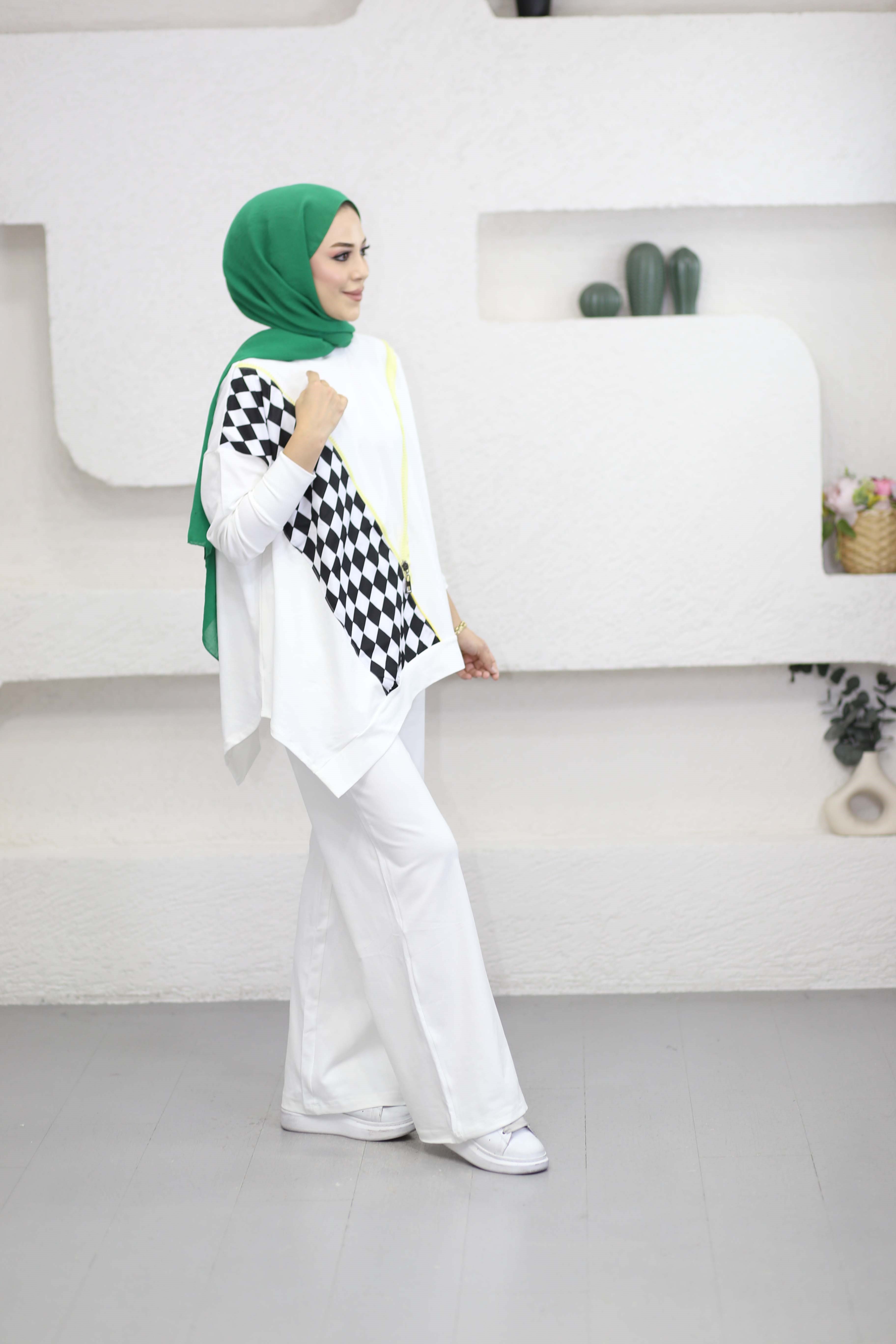 Damalı Takım Beyaz 3341