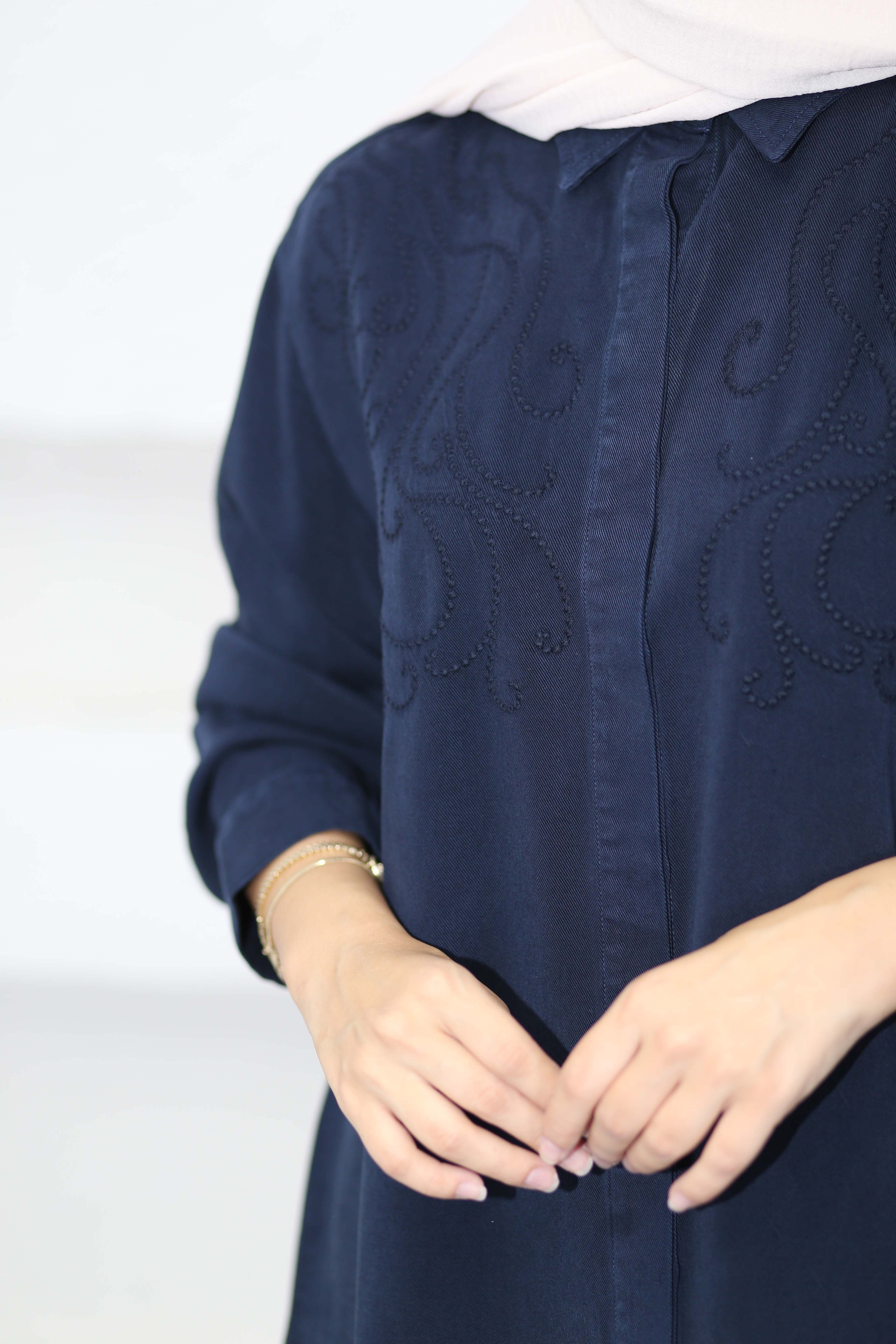 Nakışlı tencel Takım Lacivert 1379