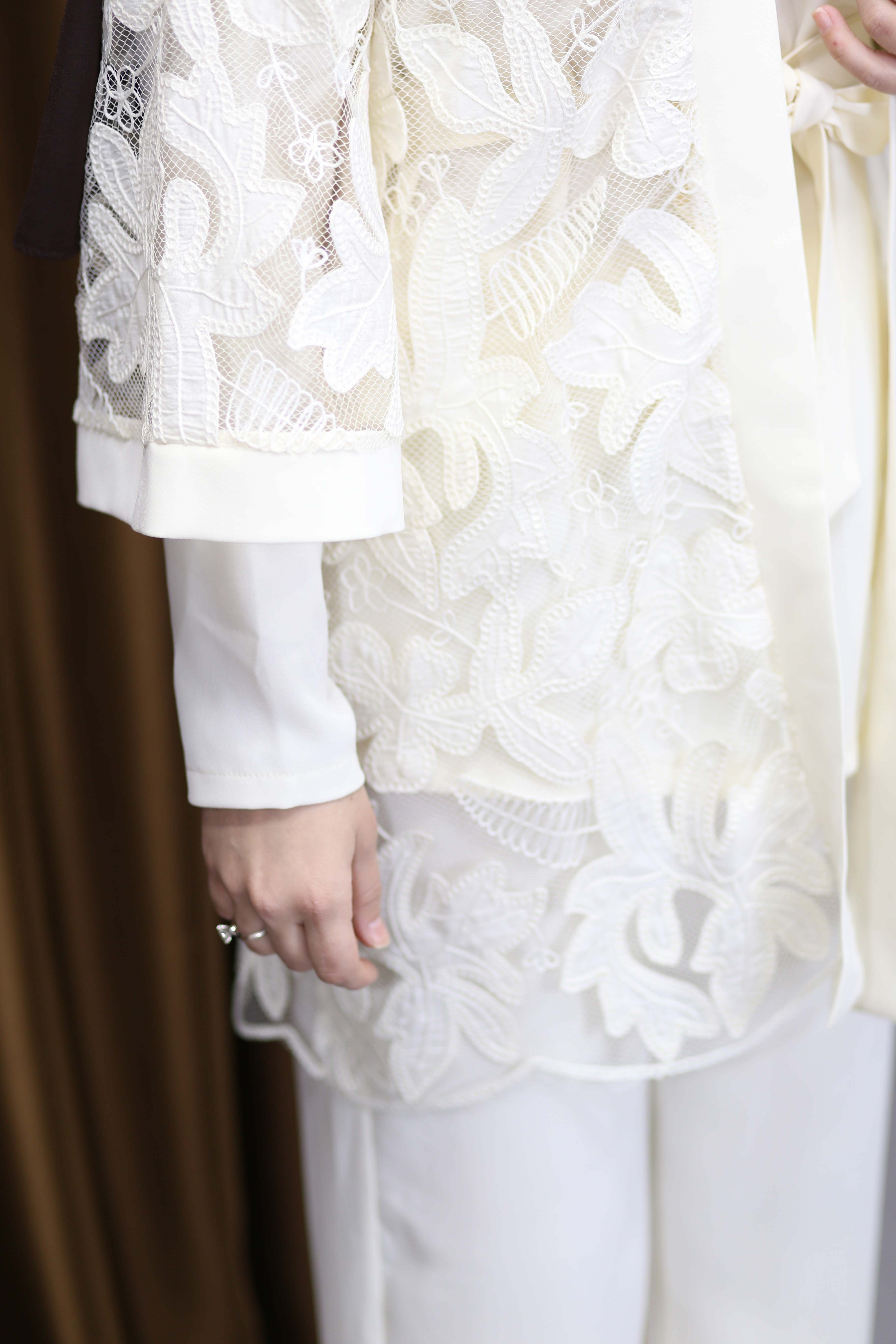 Krep Kimono Takım Krem 7357