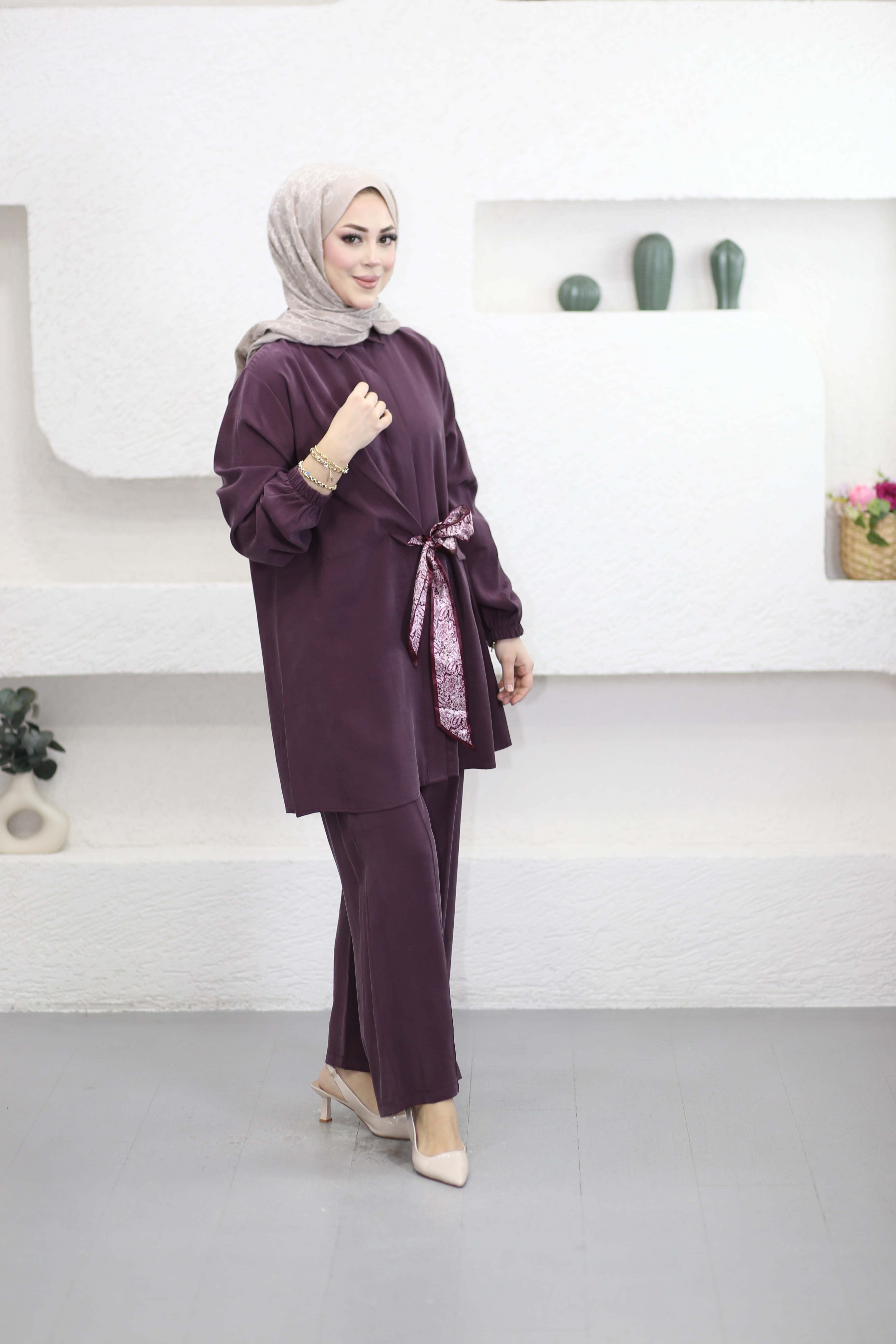 Fular Kuşaklı Takım Bordo 4639