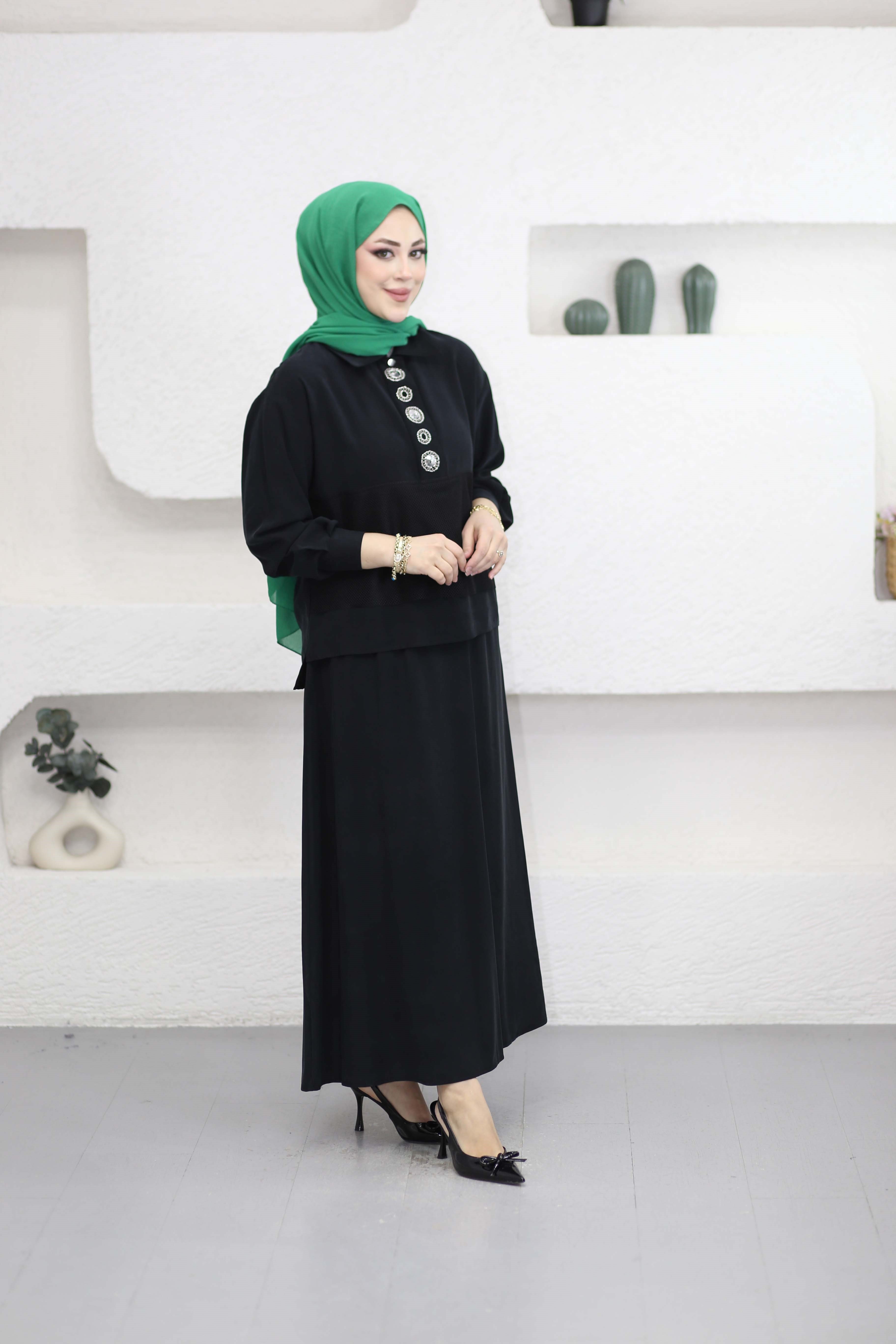 Fileli Etekli Takım Siyah 1503