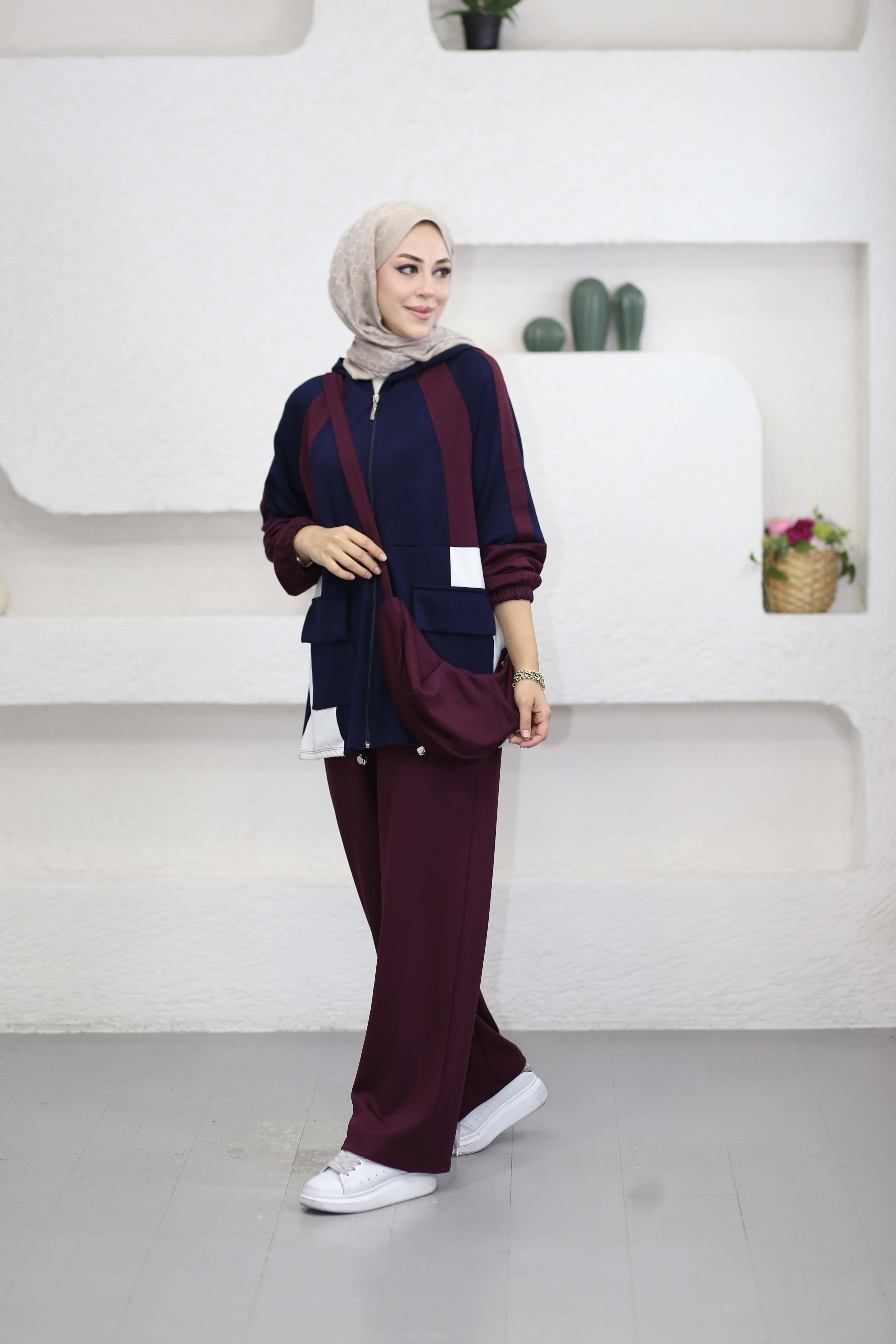 Çantalı Penye Takım Mürdüm 046