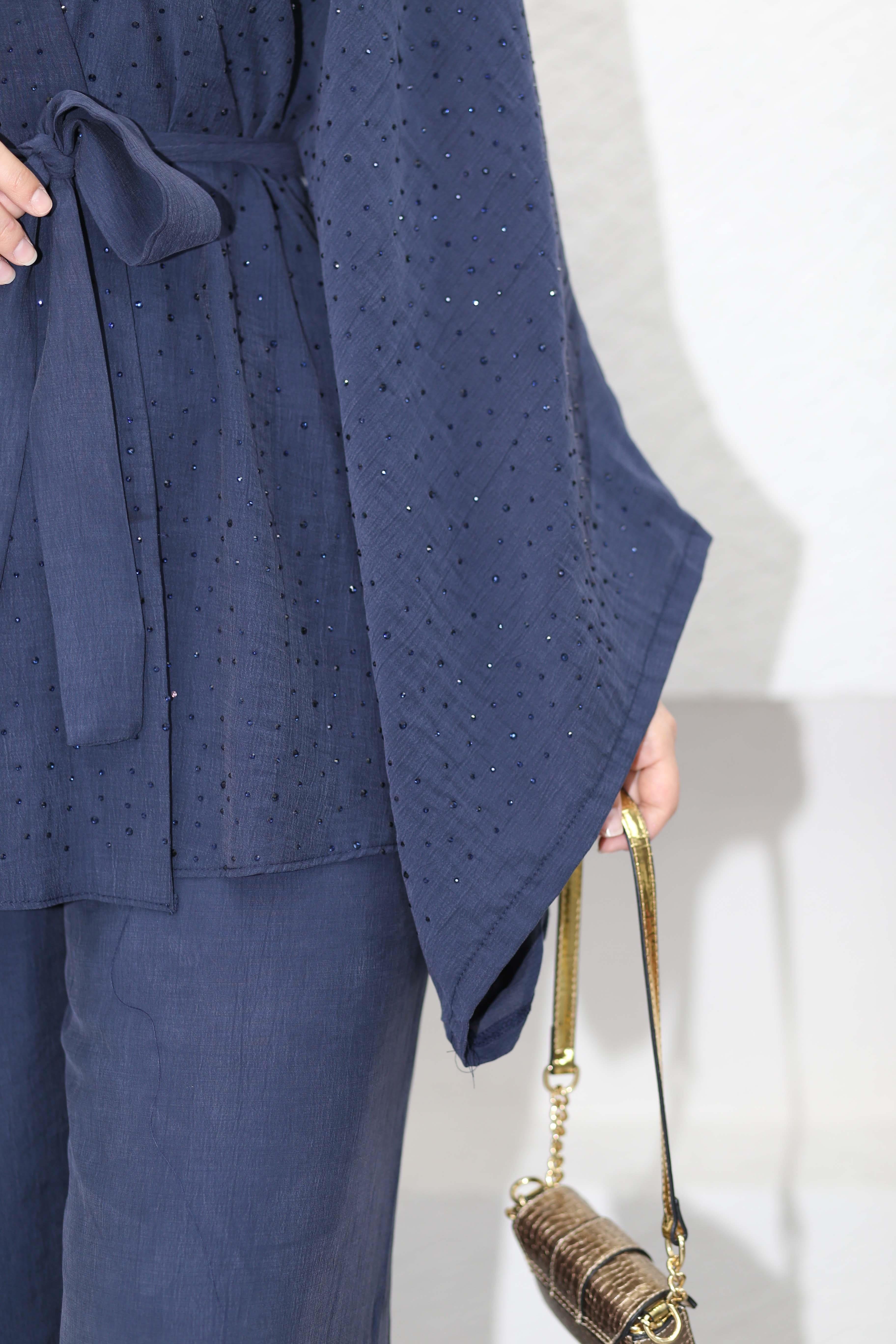 Işıltı Kimono Takım Lacivert 5608