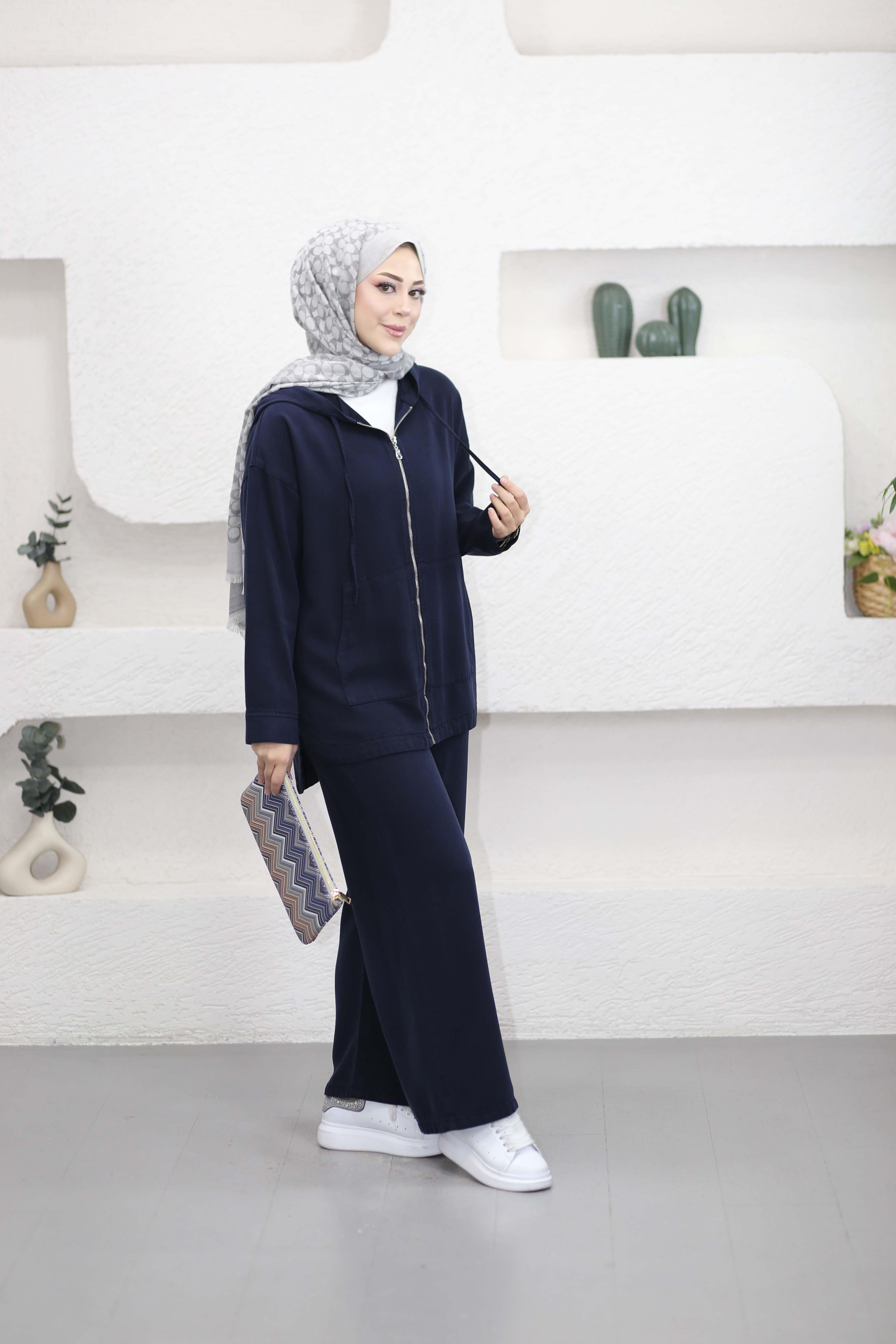 Fermuarlı Zeynep Takım Lacivert 7433