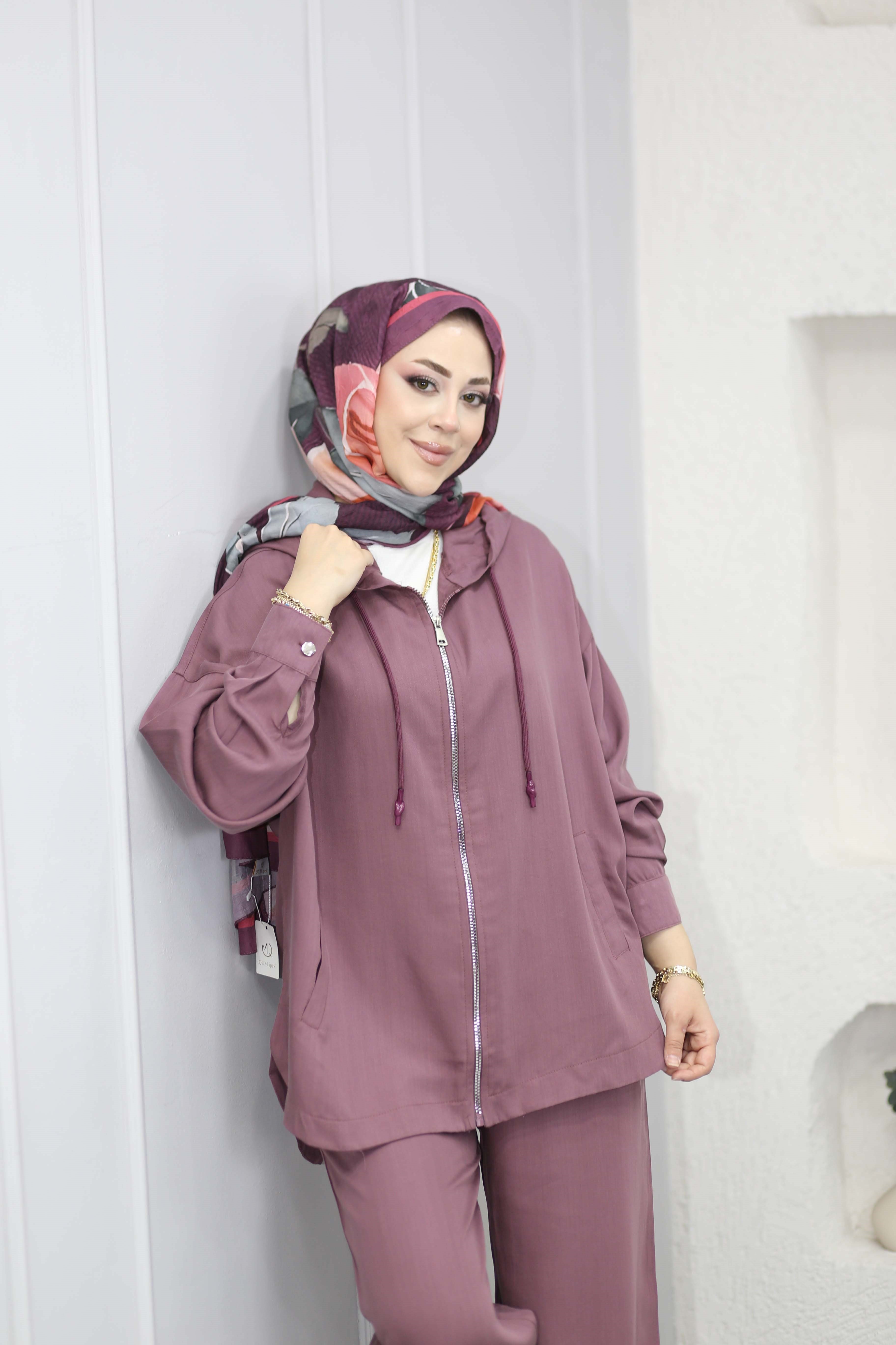 Fermuarlı Basıc Takım Mürdüm 5645