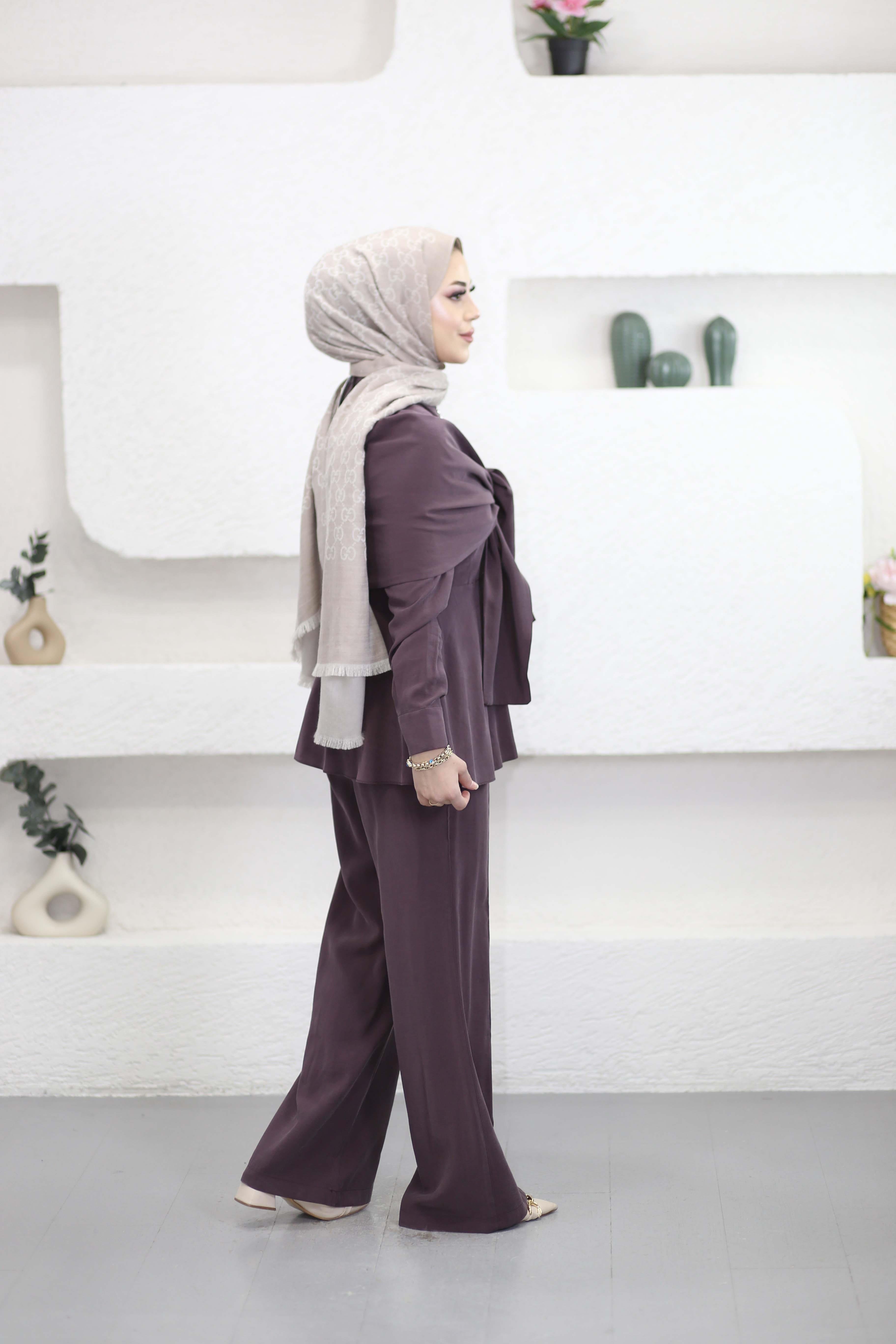 Yakalı Fermuarlı Takım Mürdüm 2364