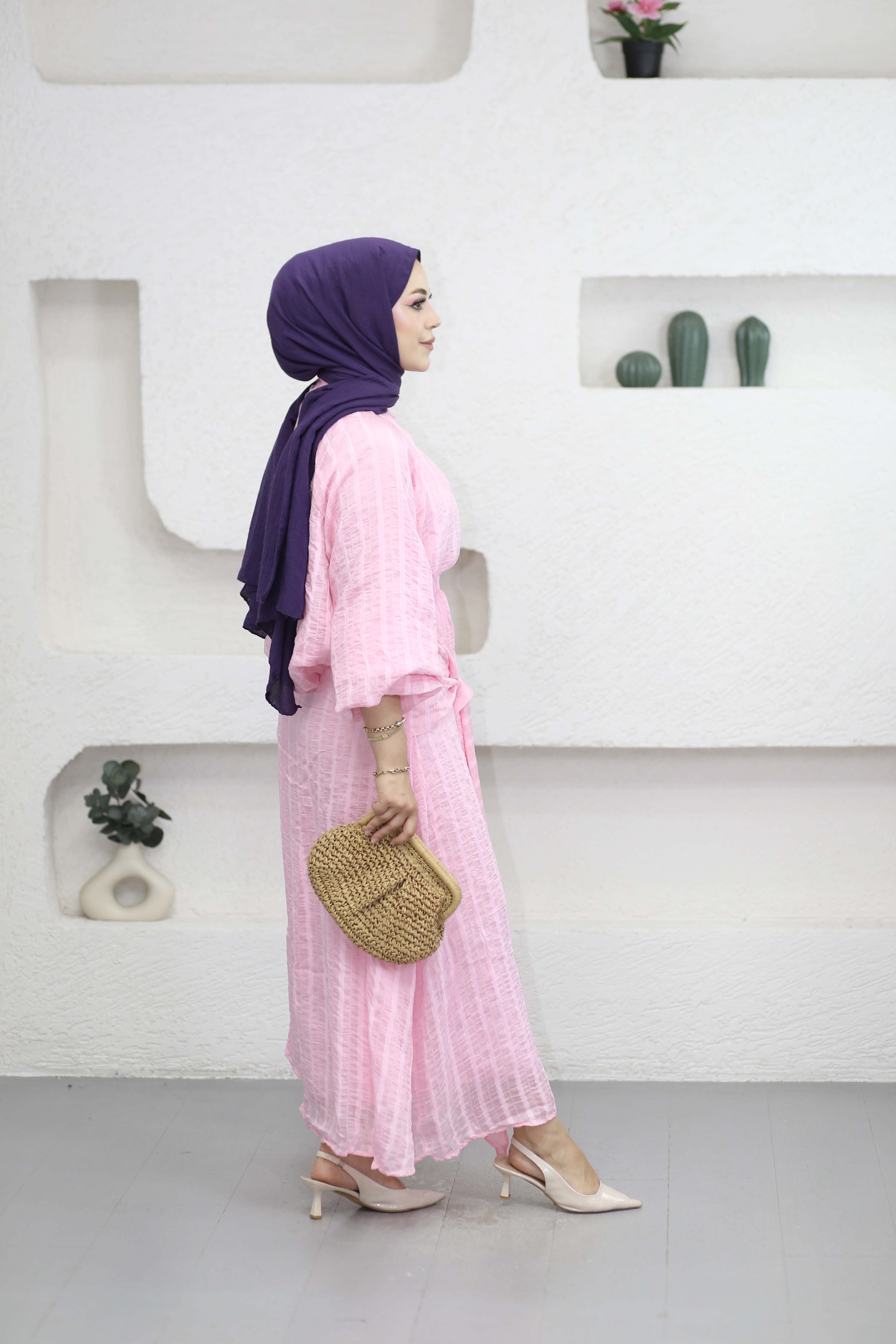 Eteği Parçalı Takım Pembe 2159
