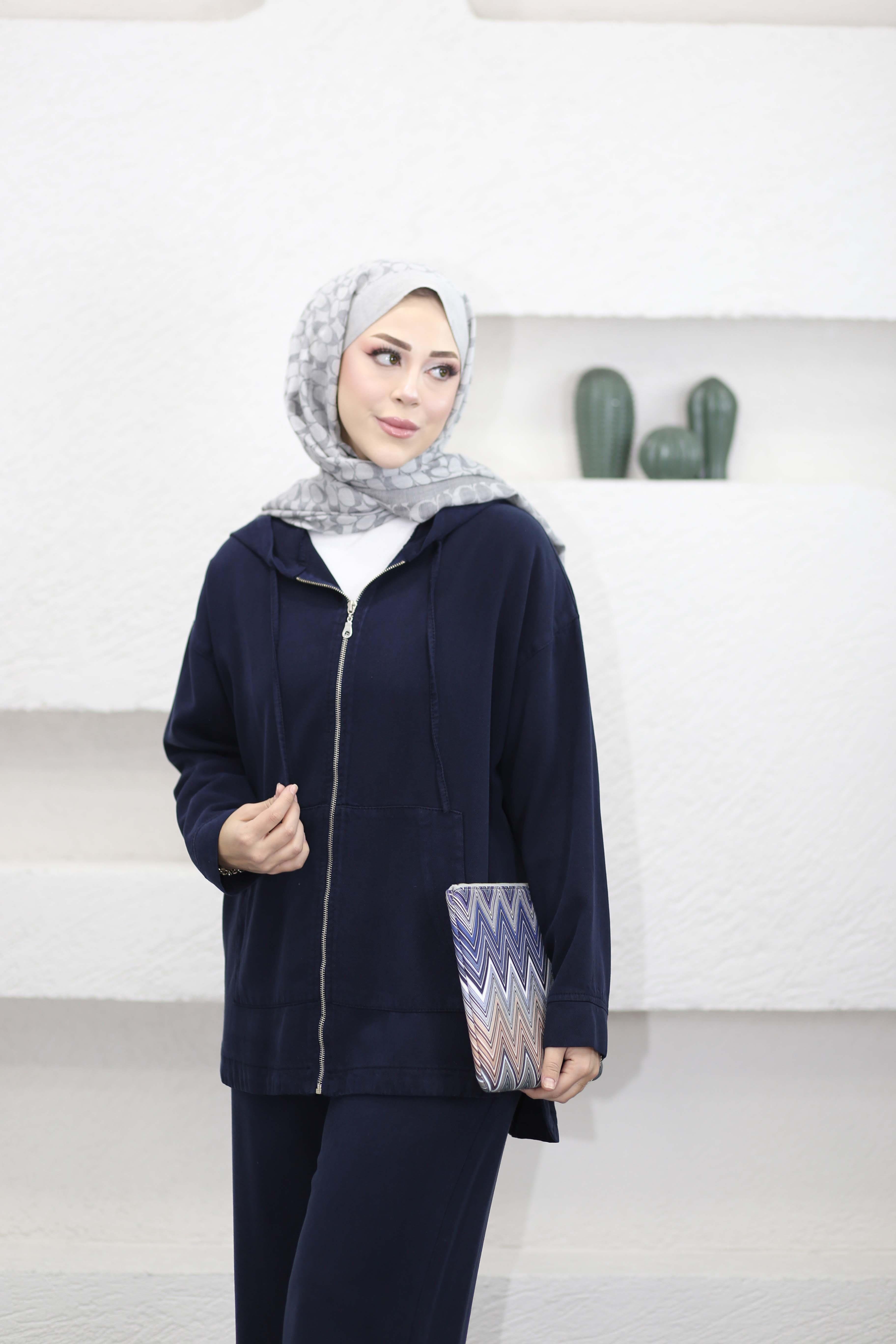Fermuarlı Zeynep Takım Lacivert 7433