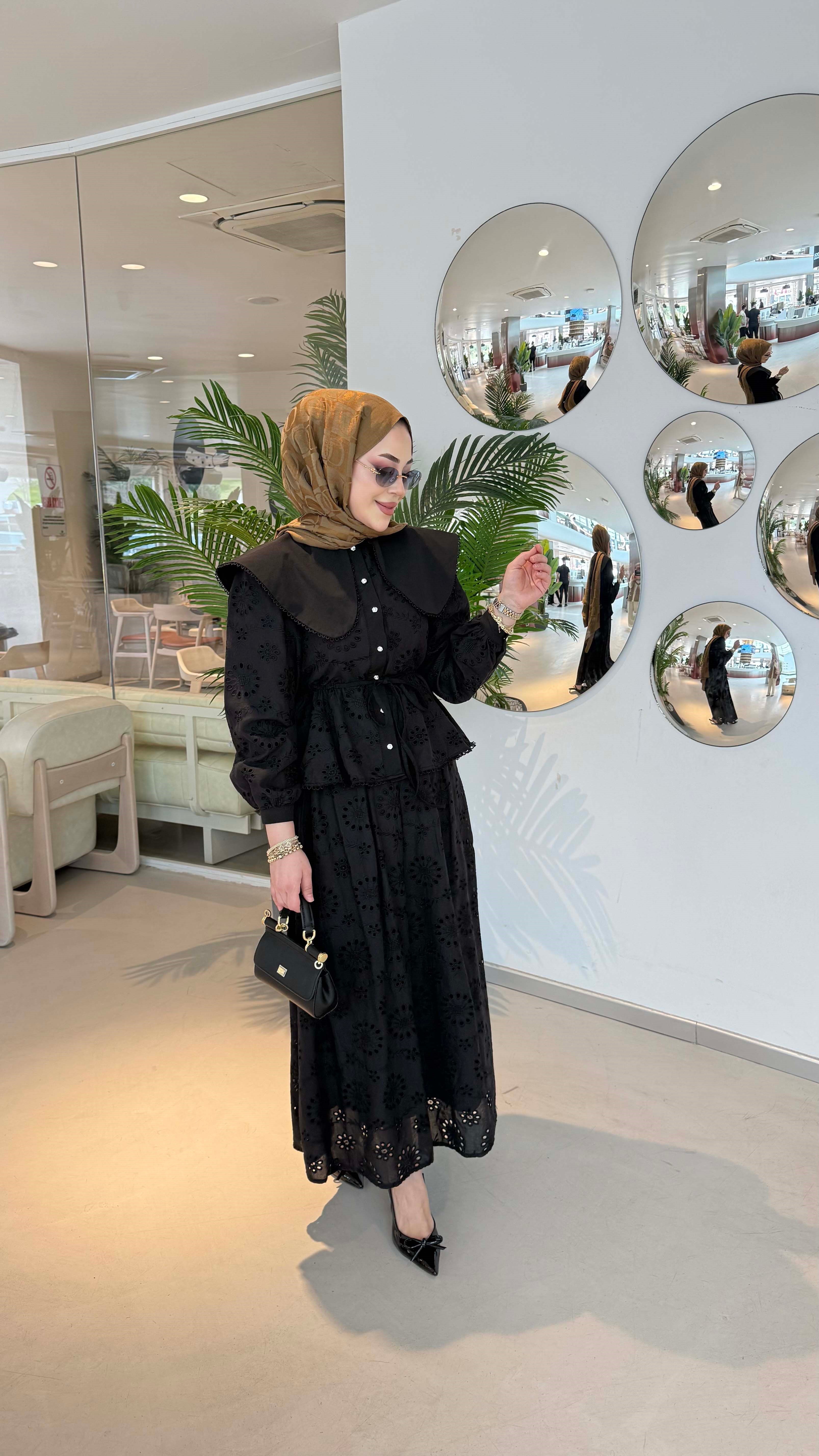 Tasarım Güpür Takım Siyah 7008