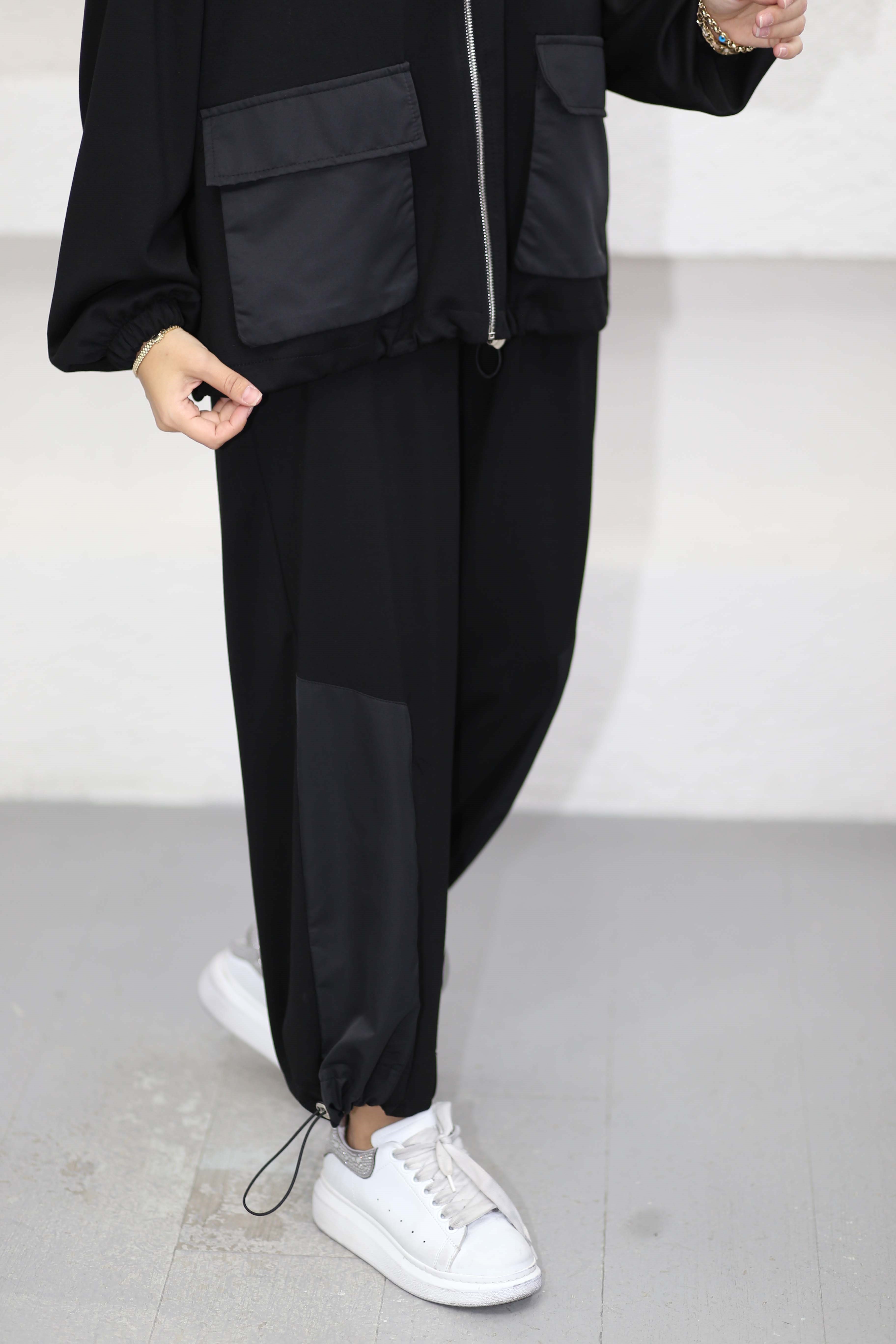 Pantolon Büzgülü Takım Siyah 22937