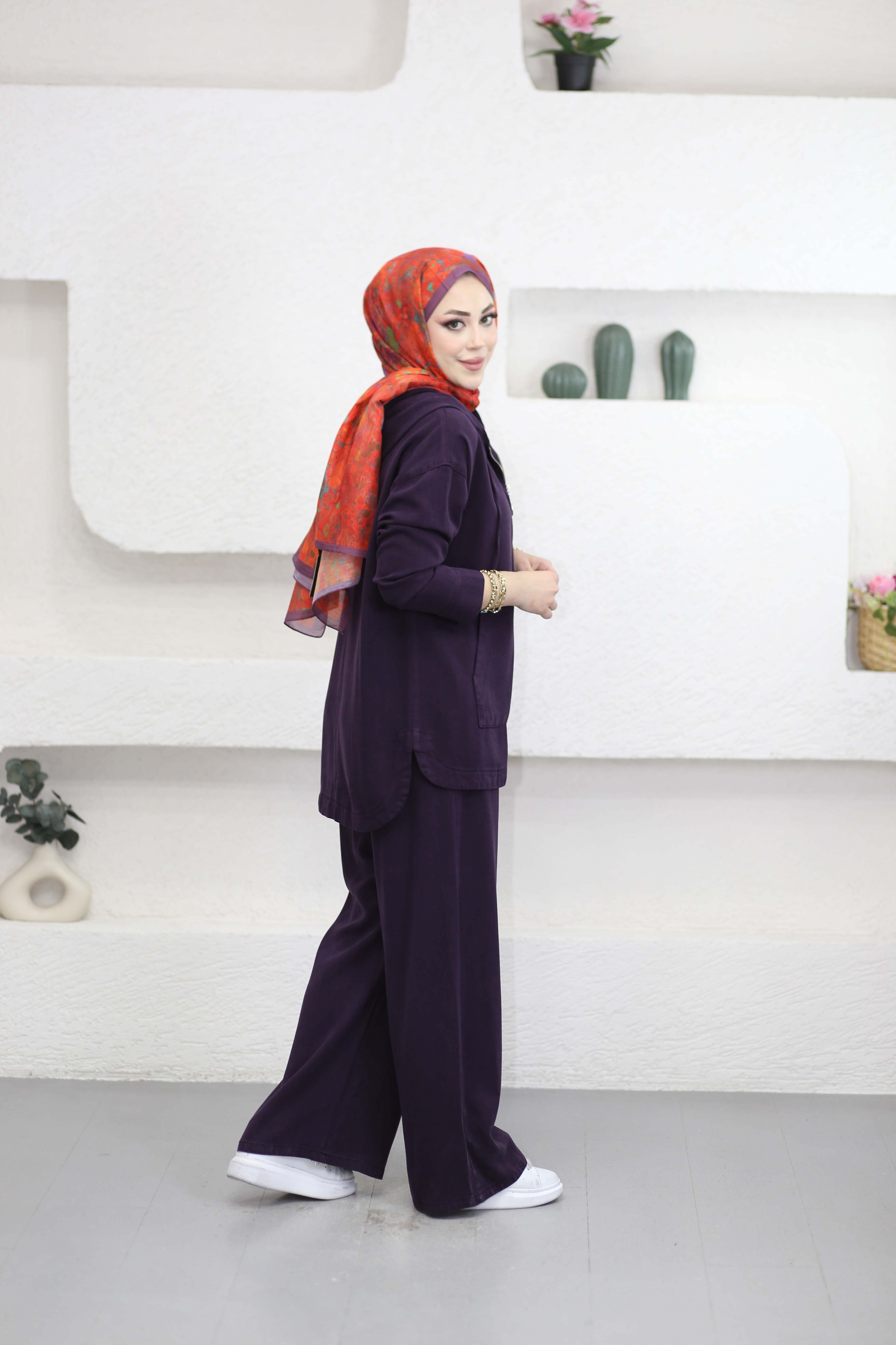 Fermuarlı Zeynep Takım Mor 7433