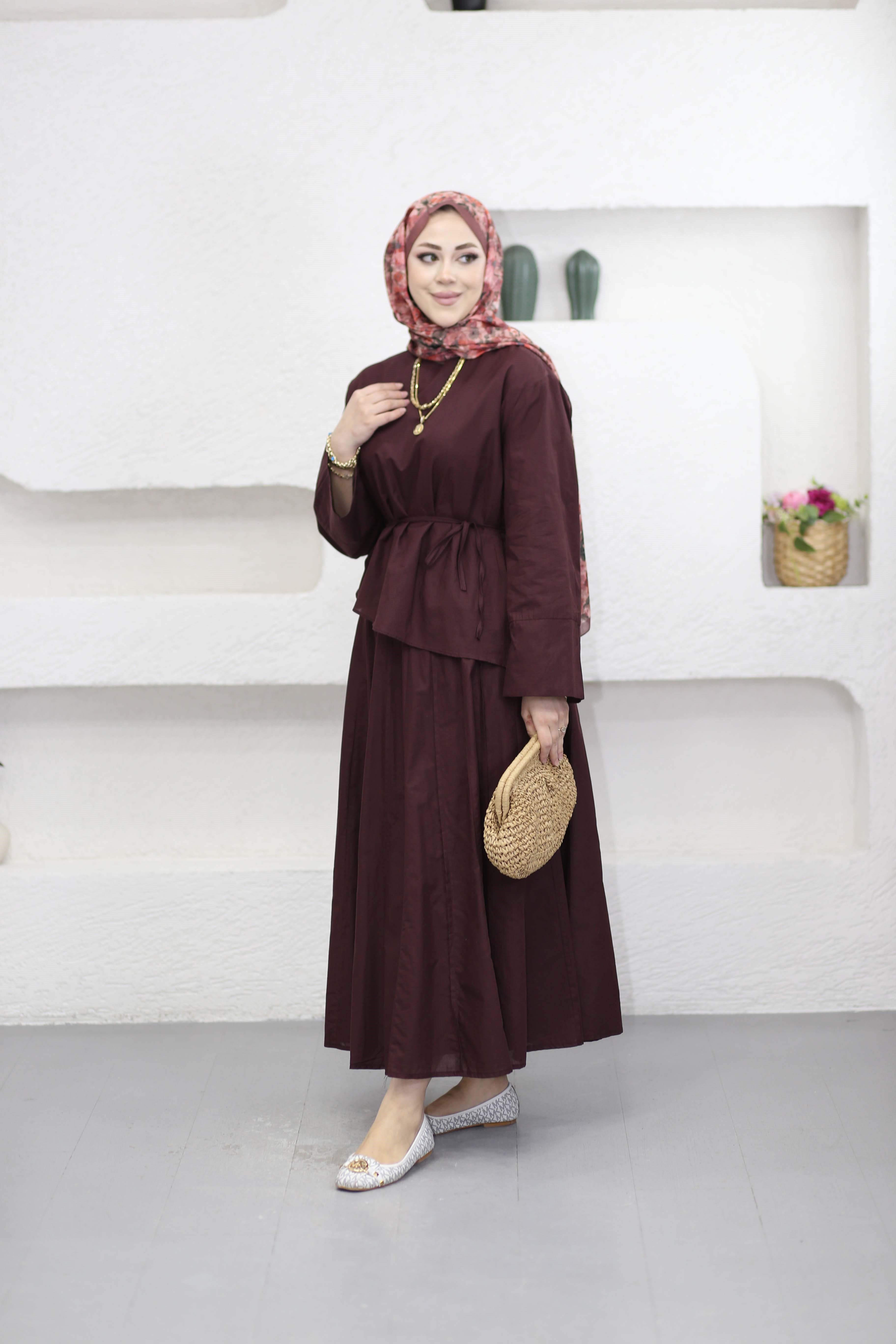 Asimetrik Kesim Takım Bordo 24402