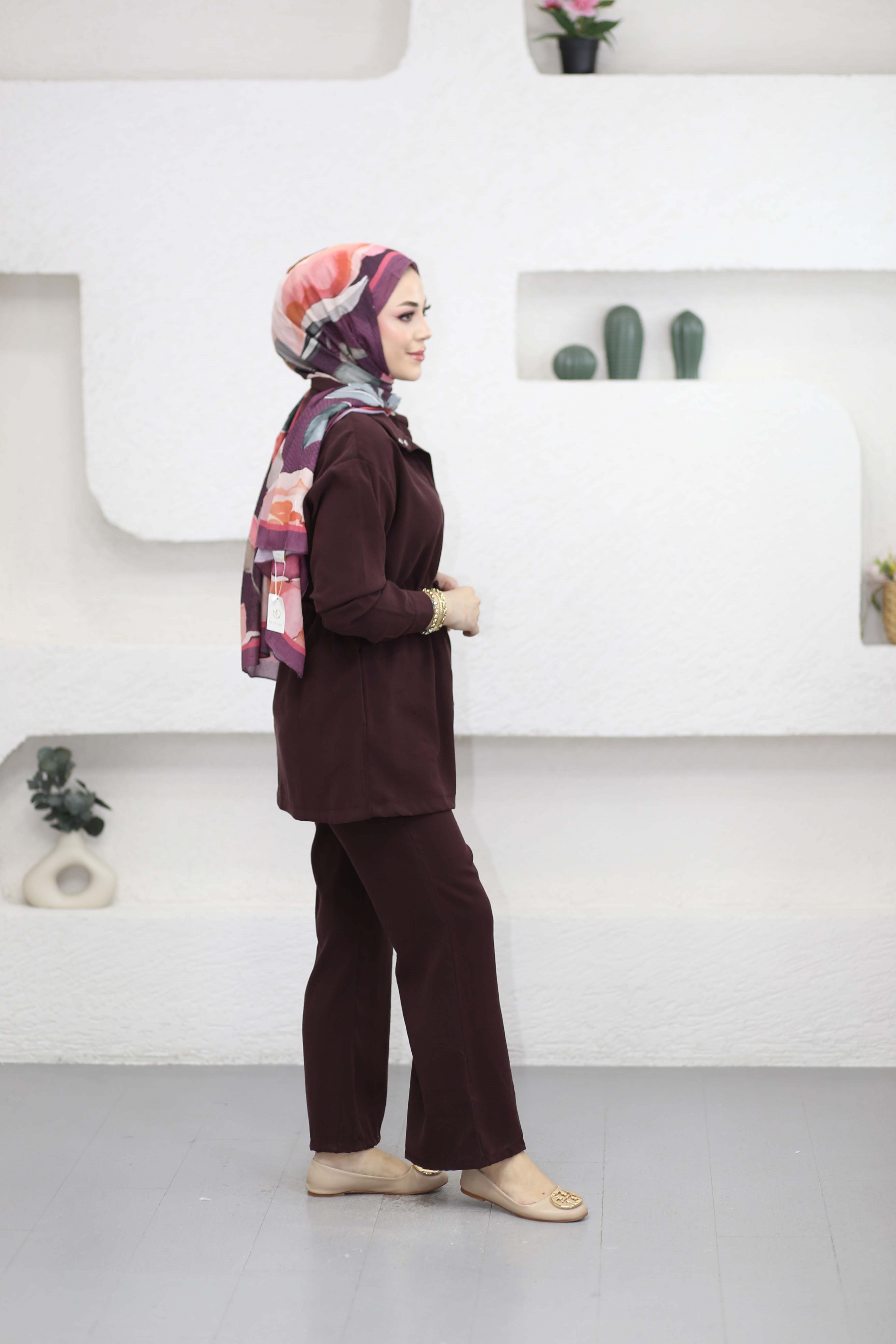 Beli Büzgülü Takım Bordo 1543