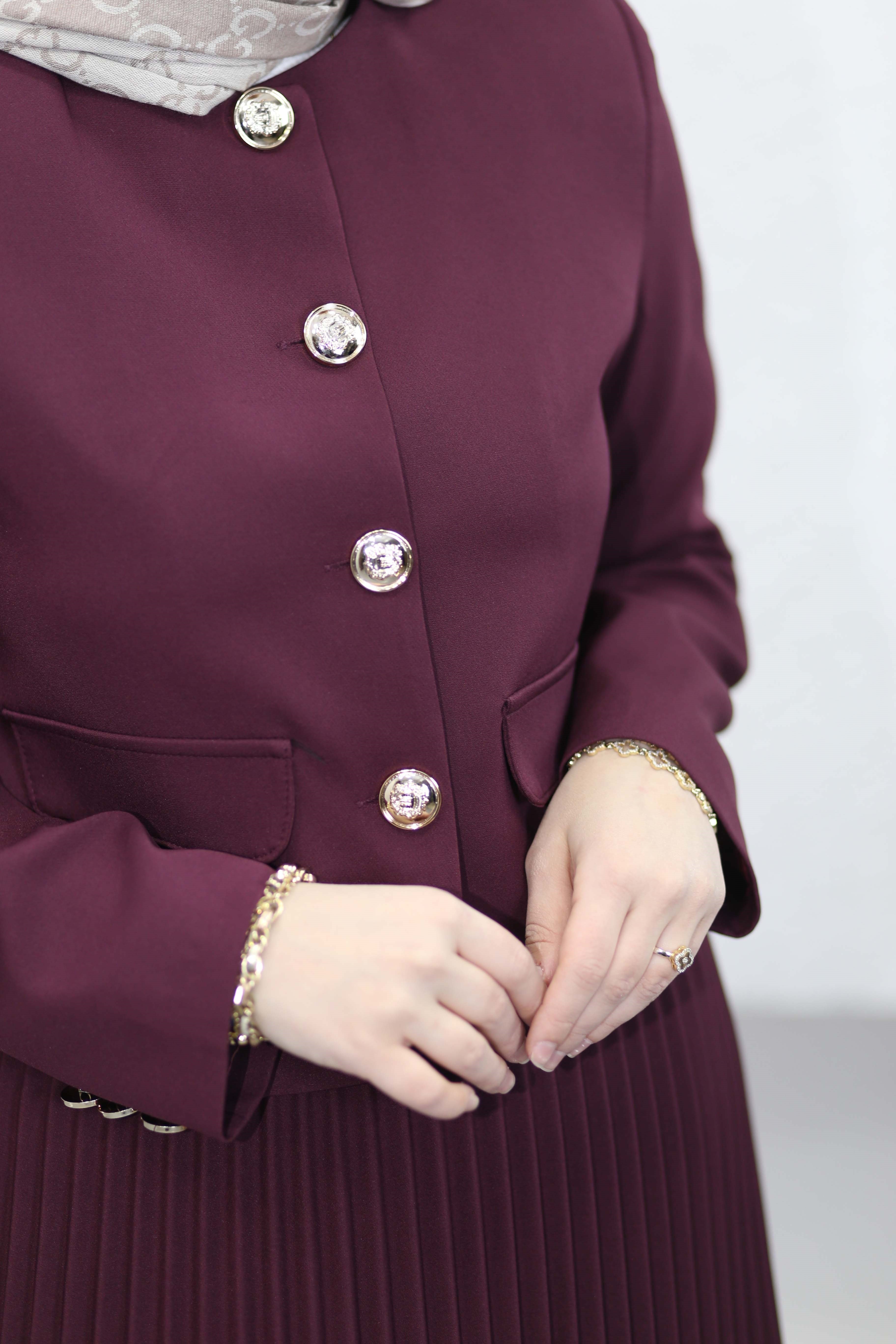 Gold Düğmeli Takım Bordo 41453