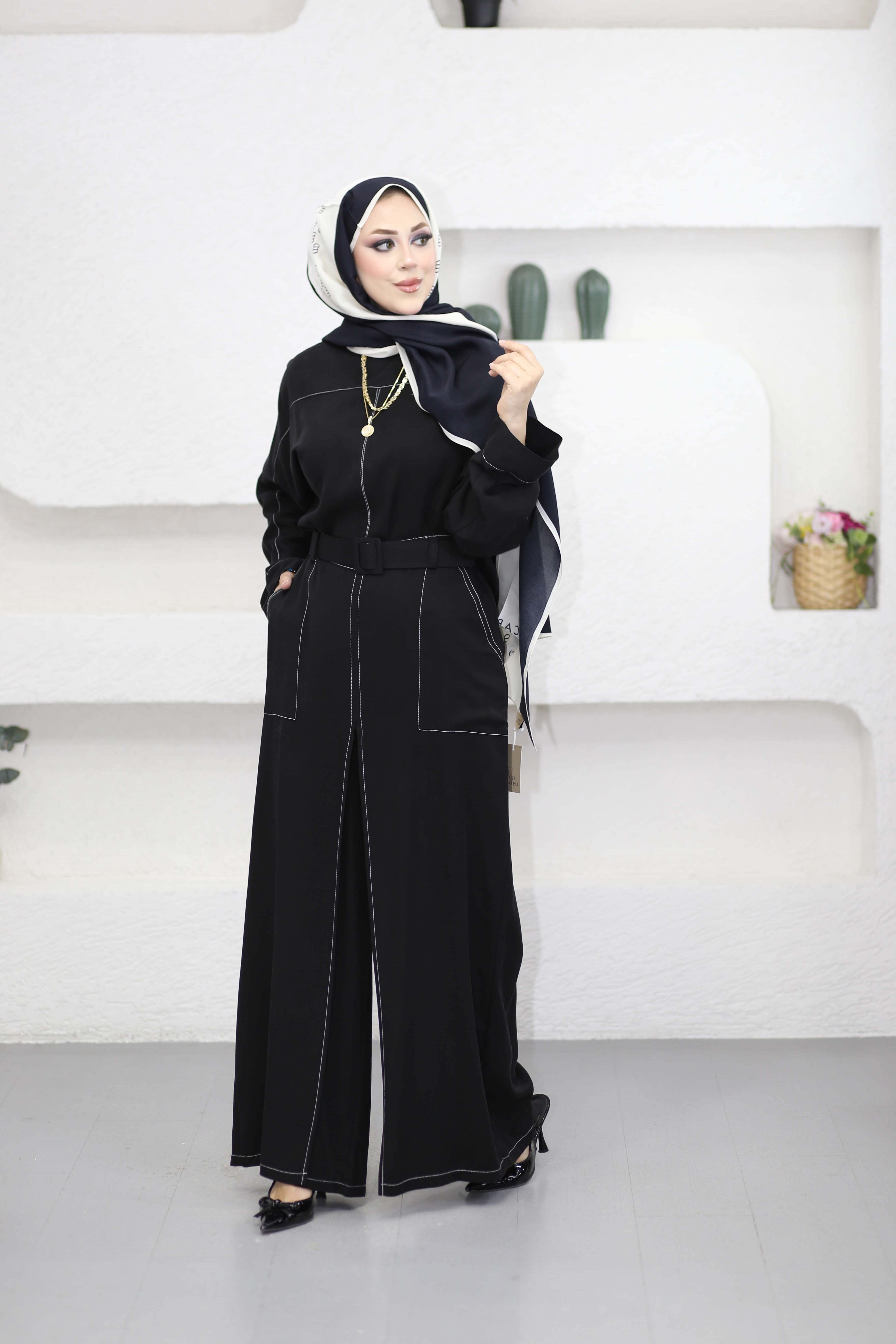 Dikiş Detaylı Takım Siyah 4901