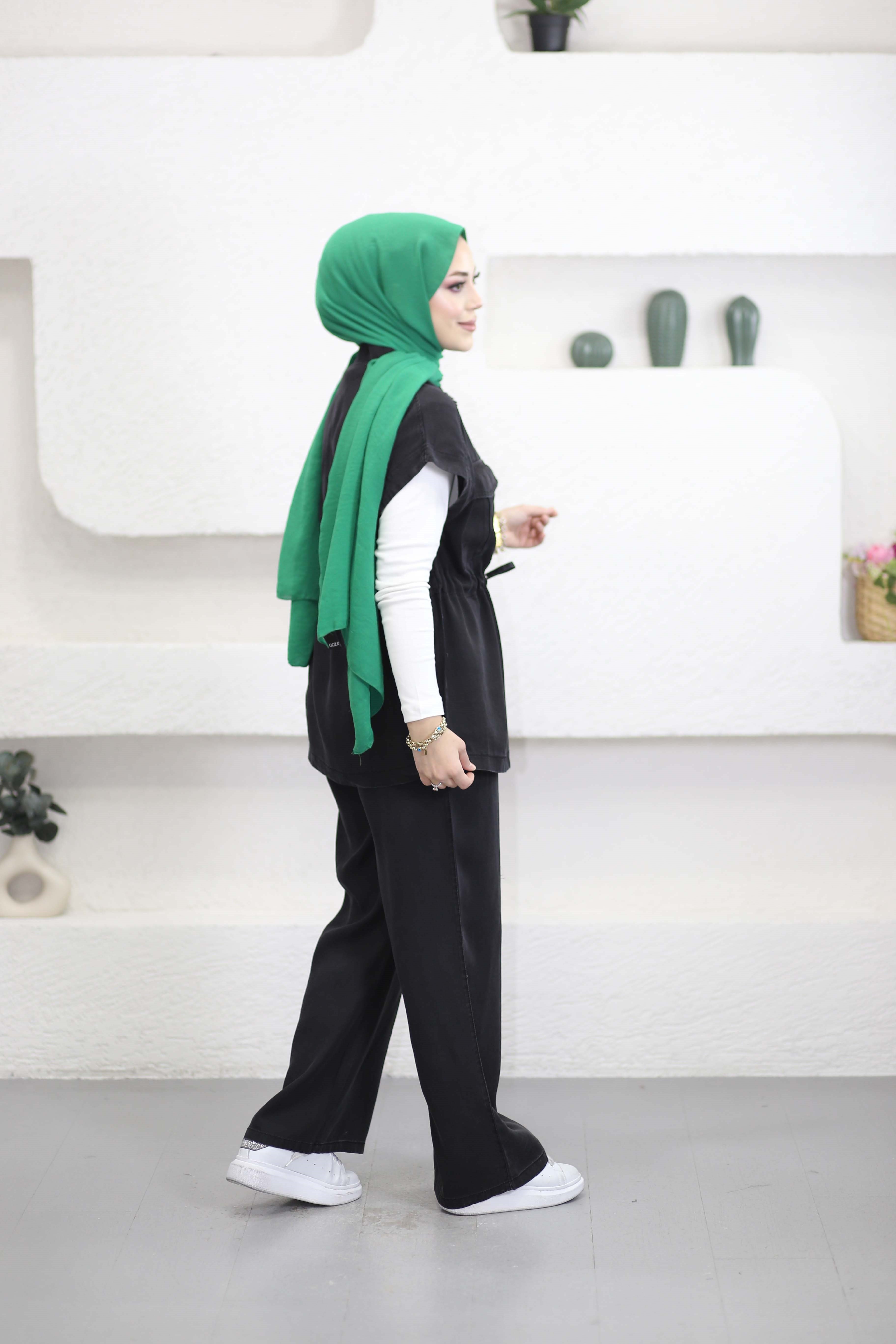 Yelekli Denim Takım Füme 6109
