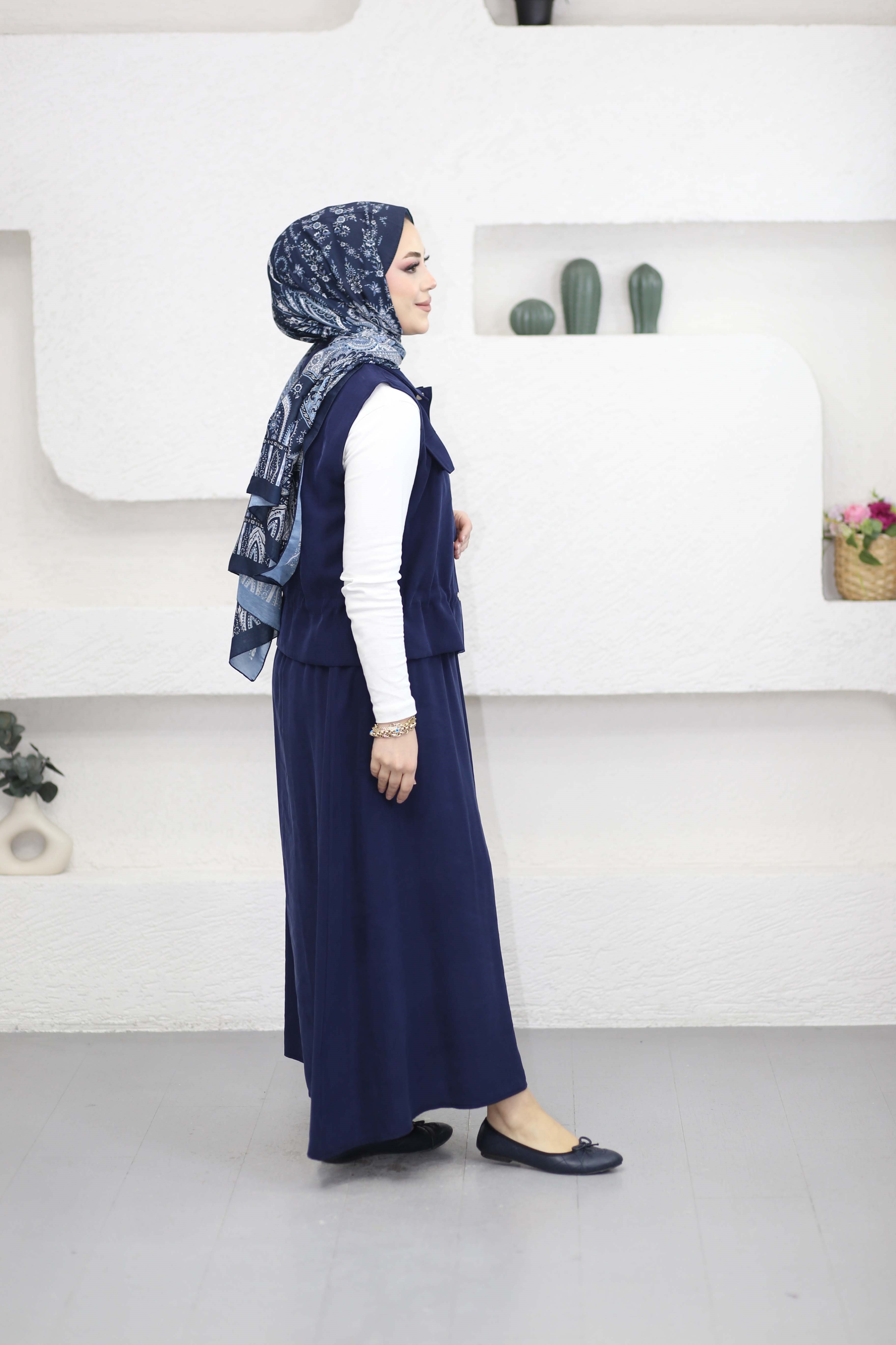 Çıtçıtlı Etekli Takım Lacivert 7282
