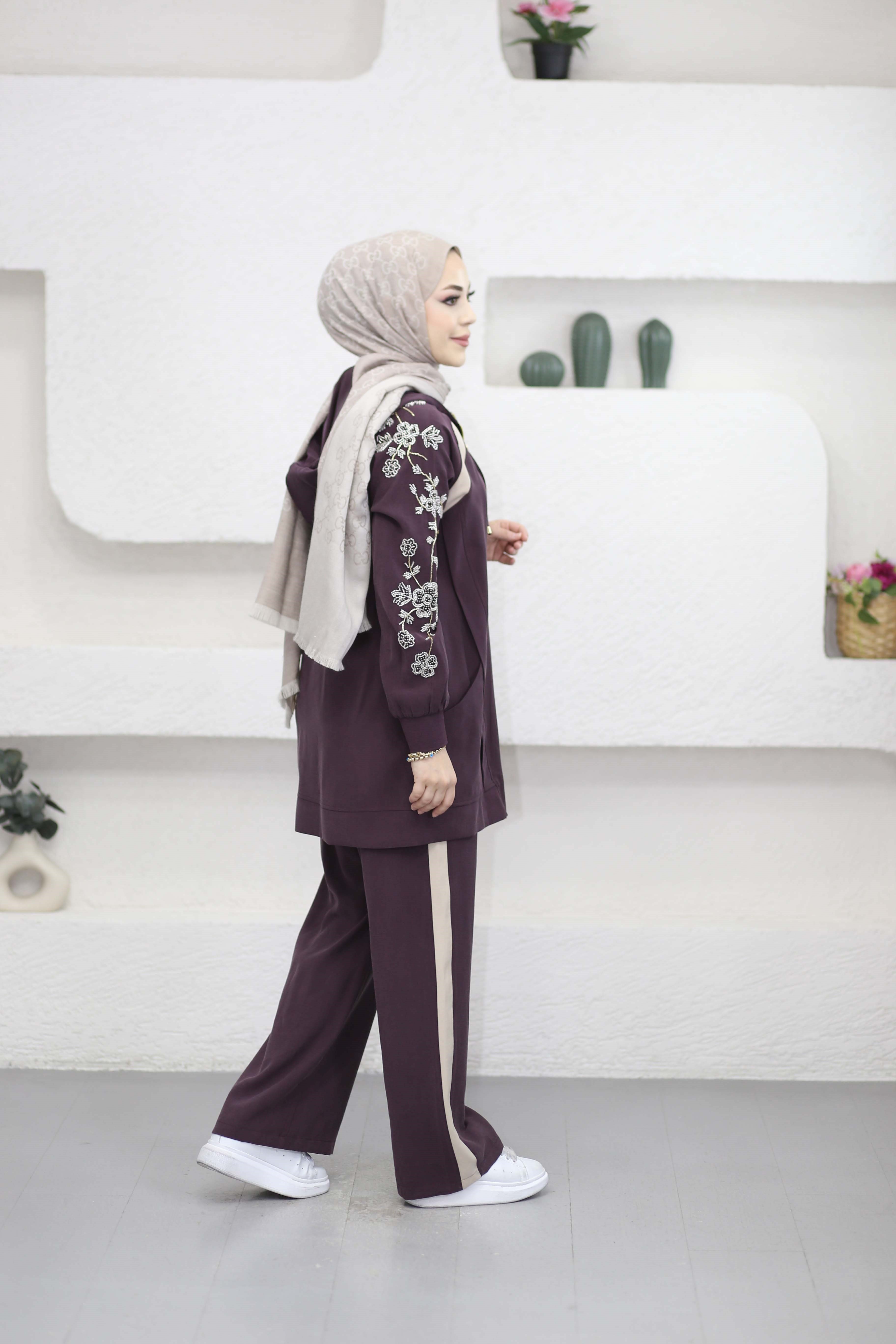 Çiçek Kollu Spor Takım Mürdüm 1463