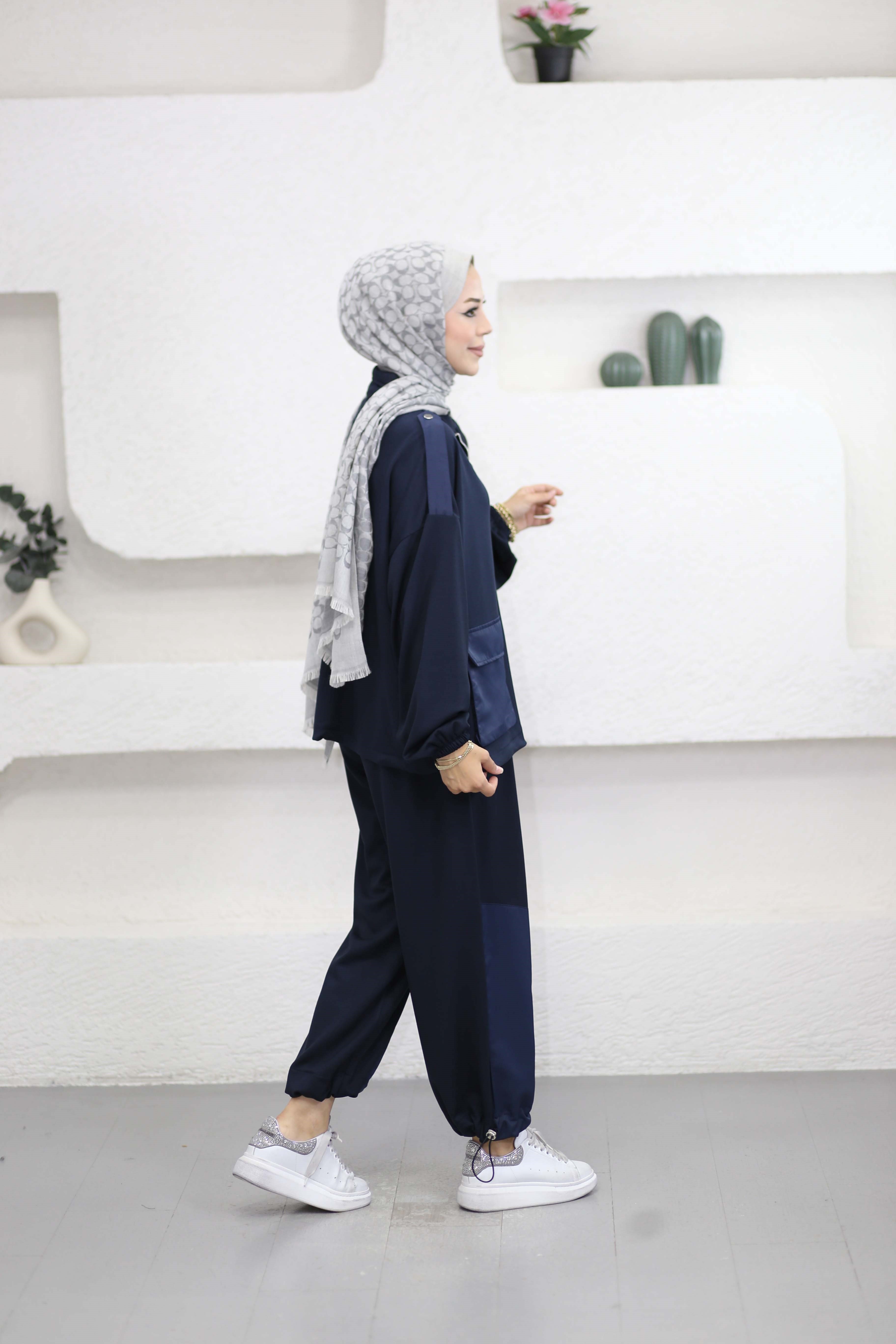 Pantolon Büzgülü Takım Lacivert 22937
