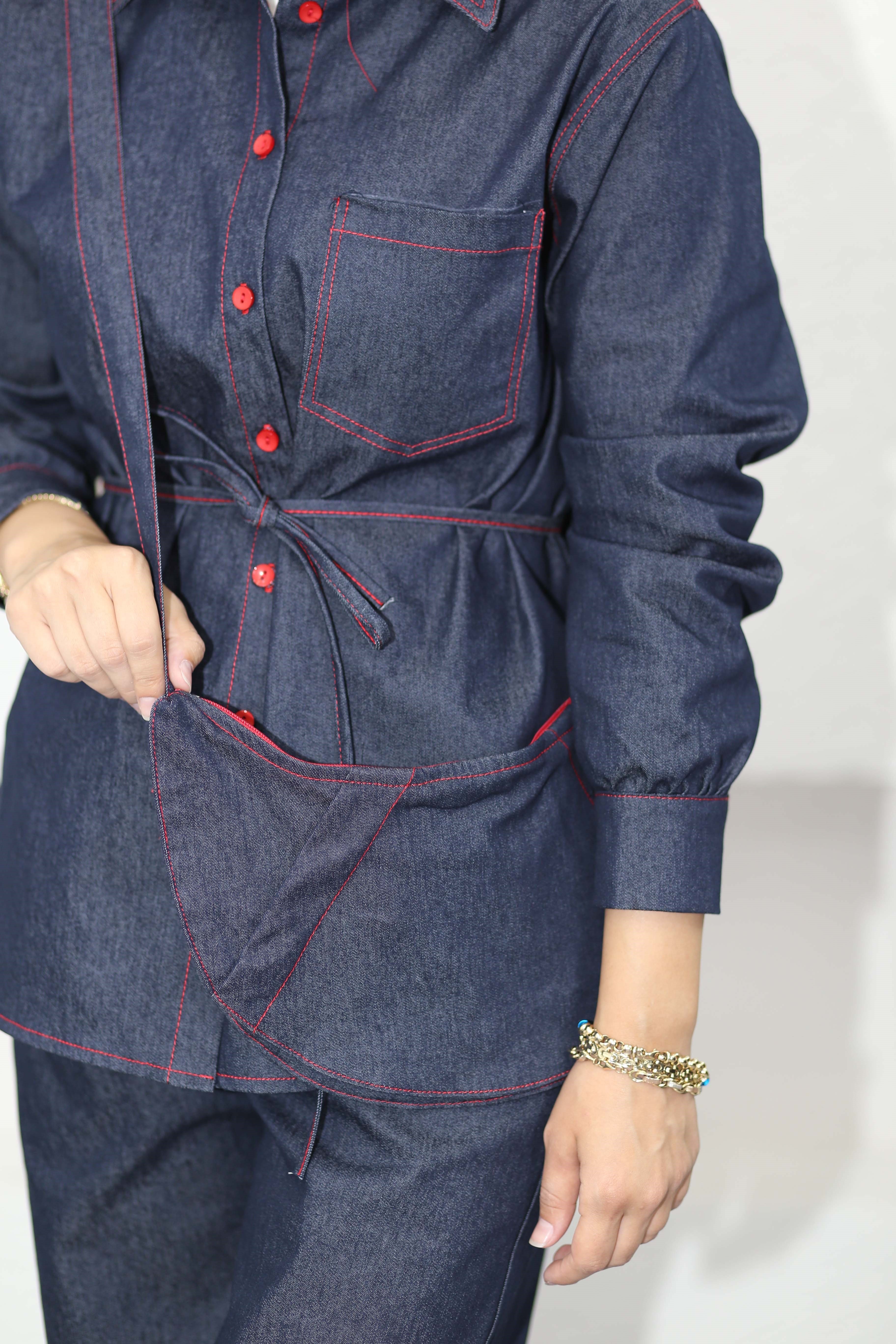 Çantalı Denim Takım Lacivert 8620