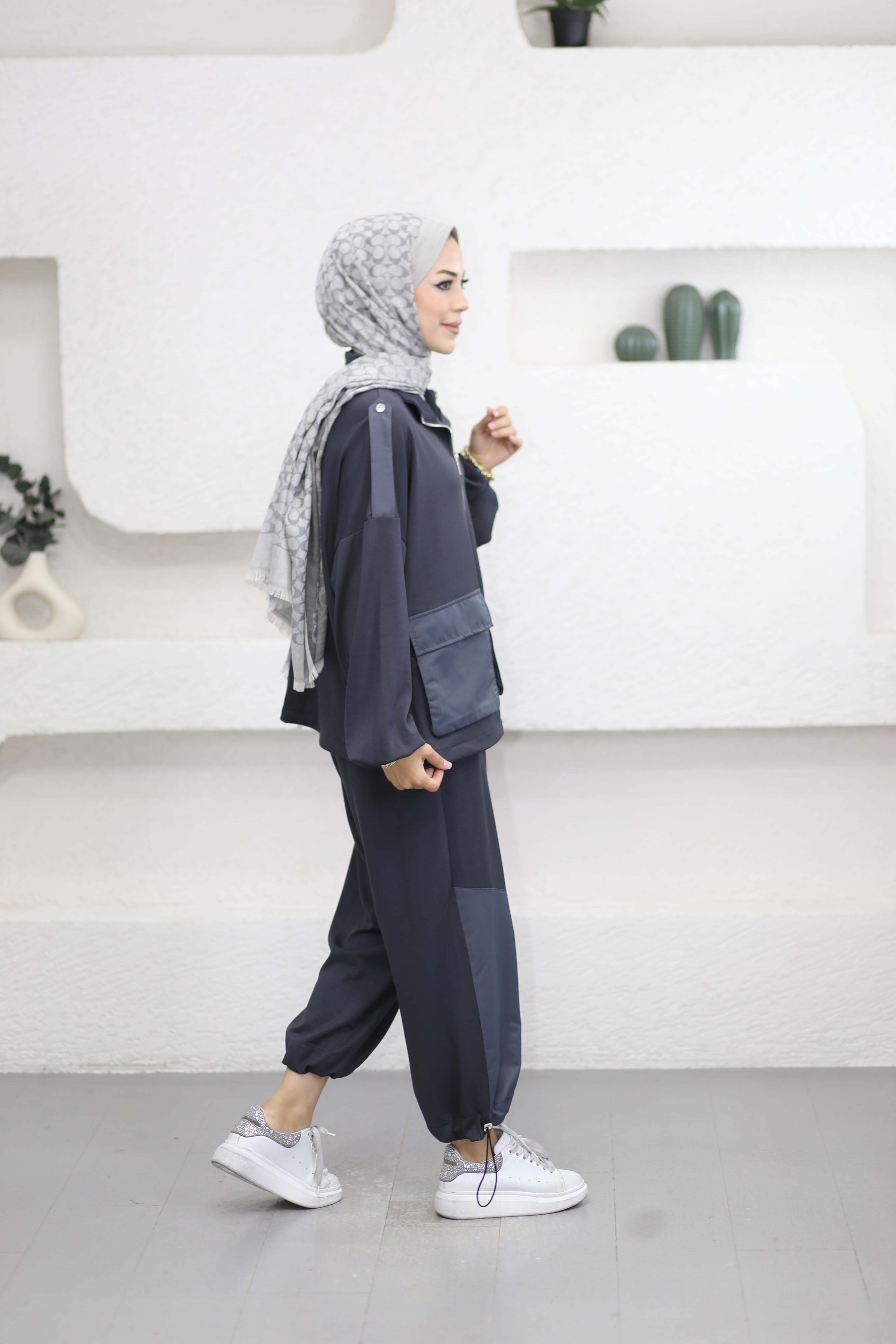 Pantolon Büzgülü Takım Füme 22937