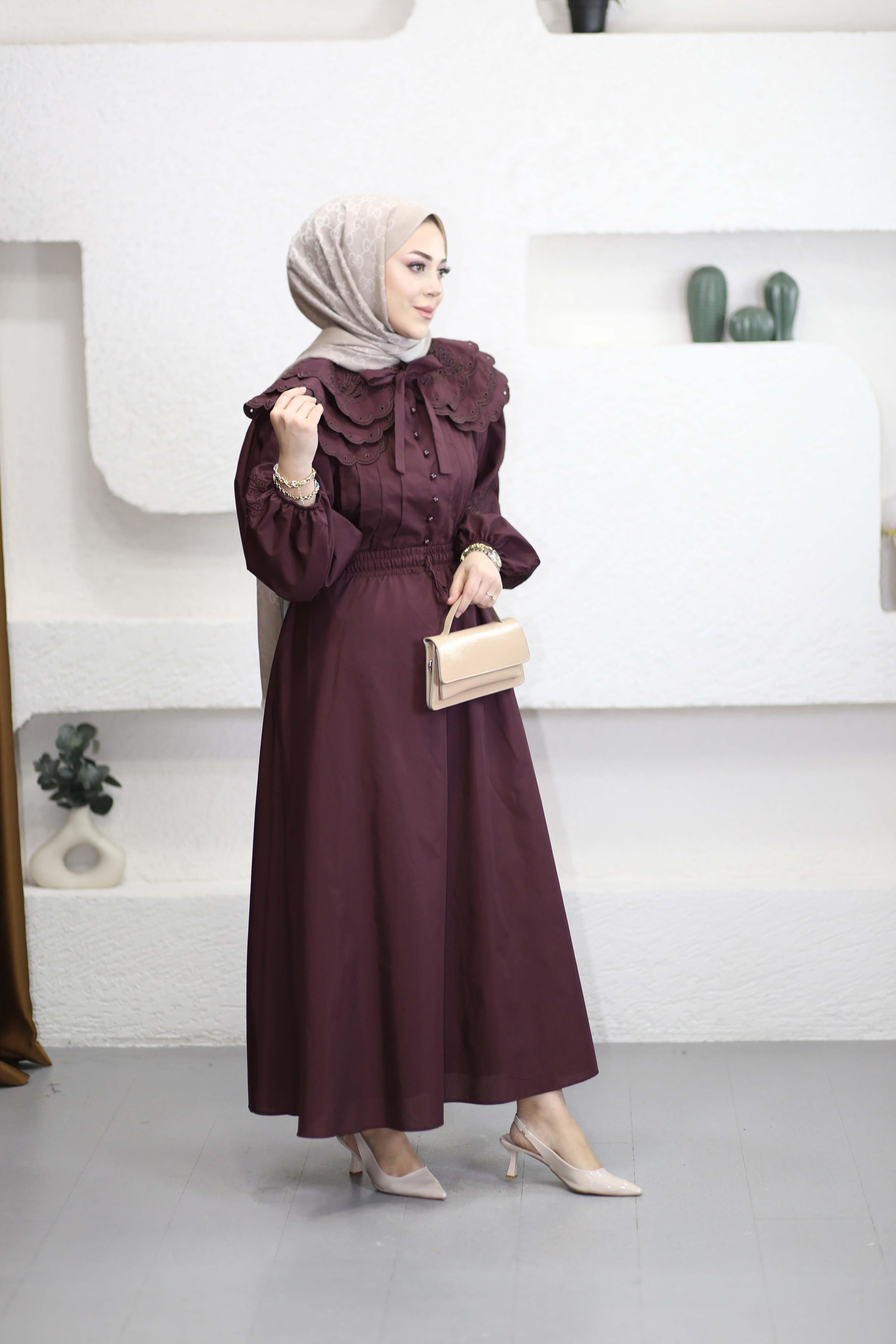 Yaka Nakışlı Dacron Takım Bordo 8350