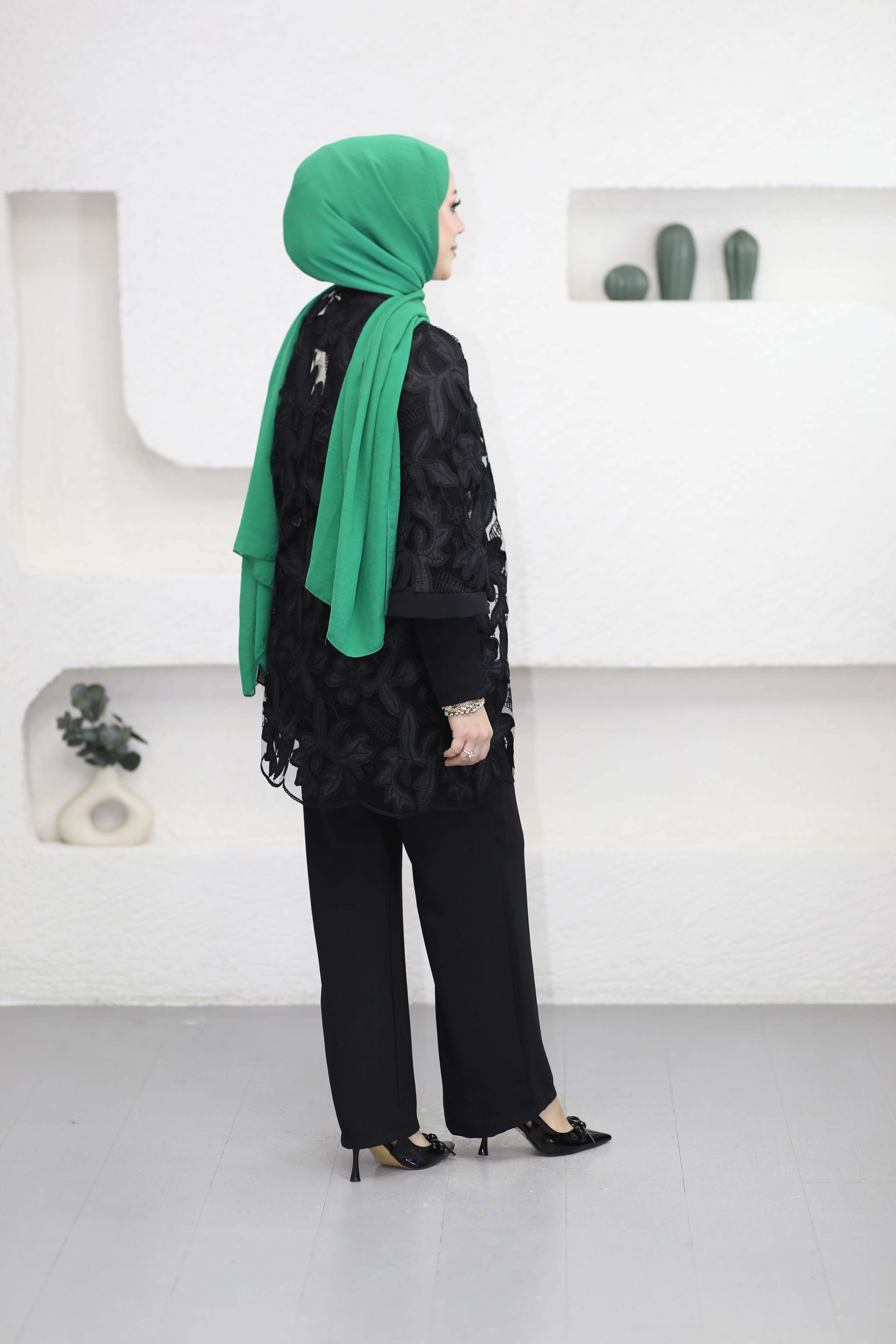Krep Kimono Takım Siyah 7357