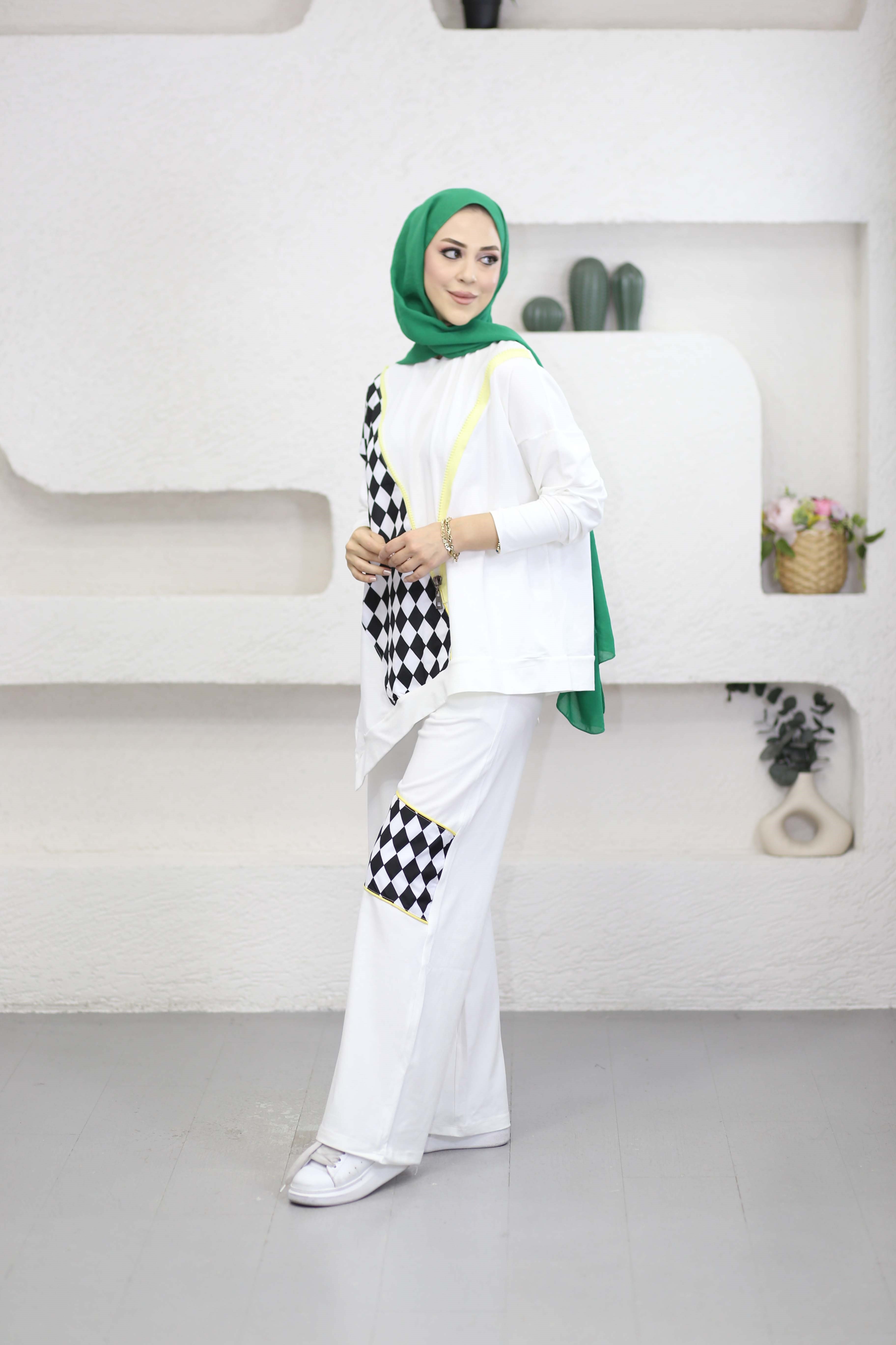Damalı Takım Beyaz 3341