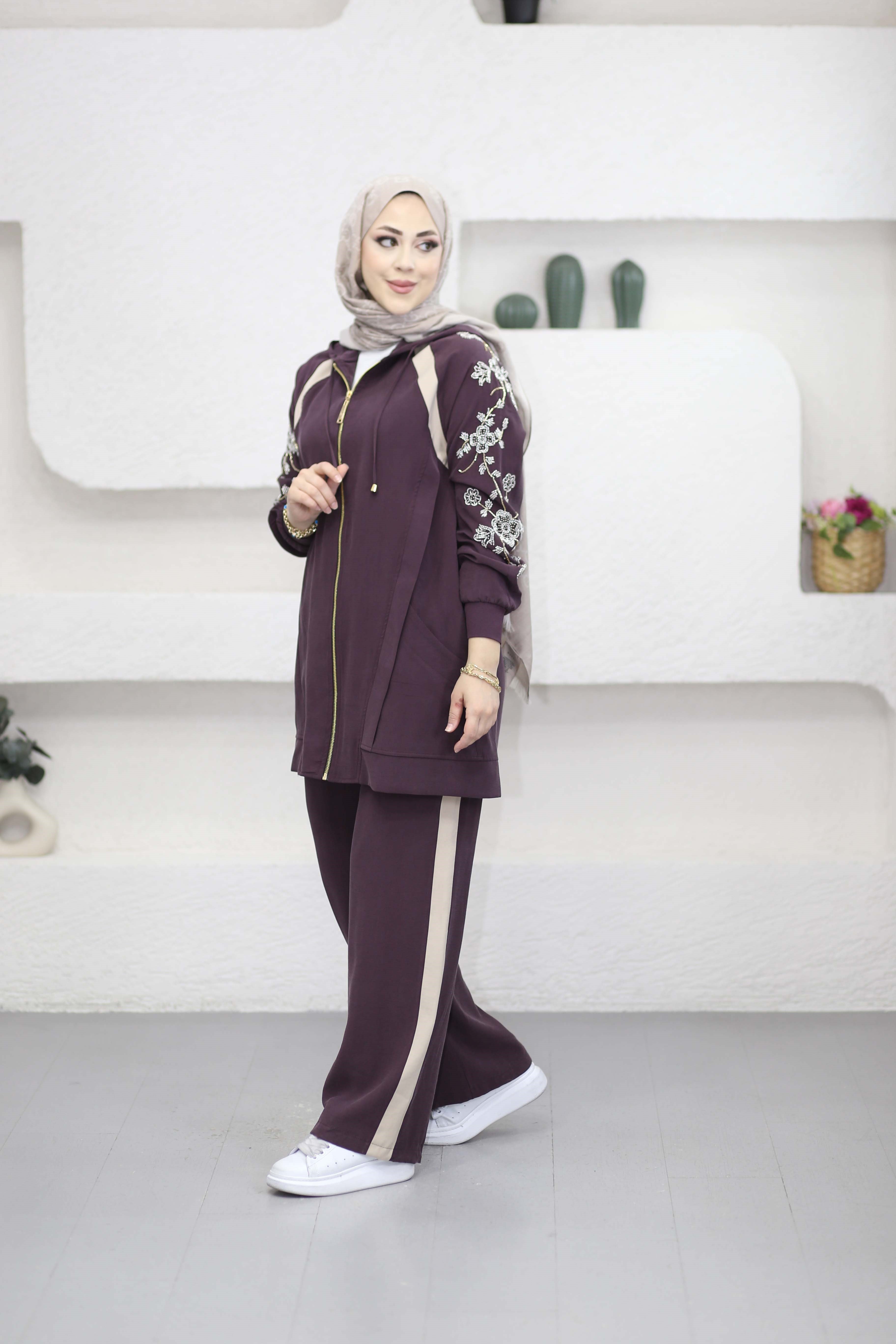 Çiçek Kollu Spor Takım Mürdüm 1463