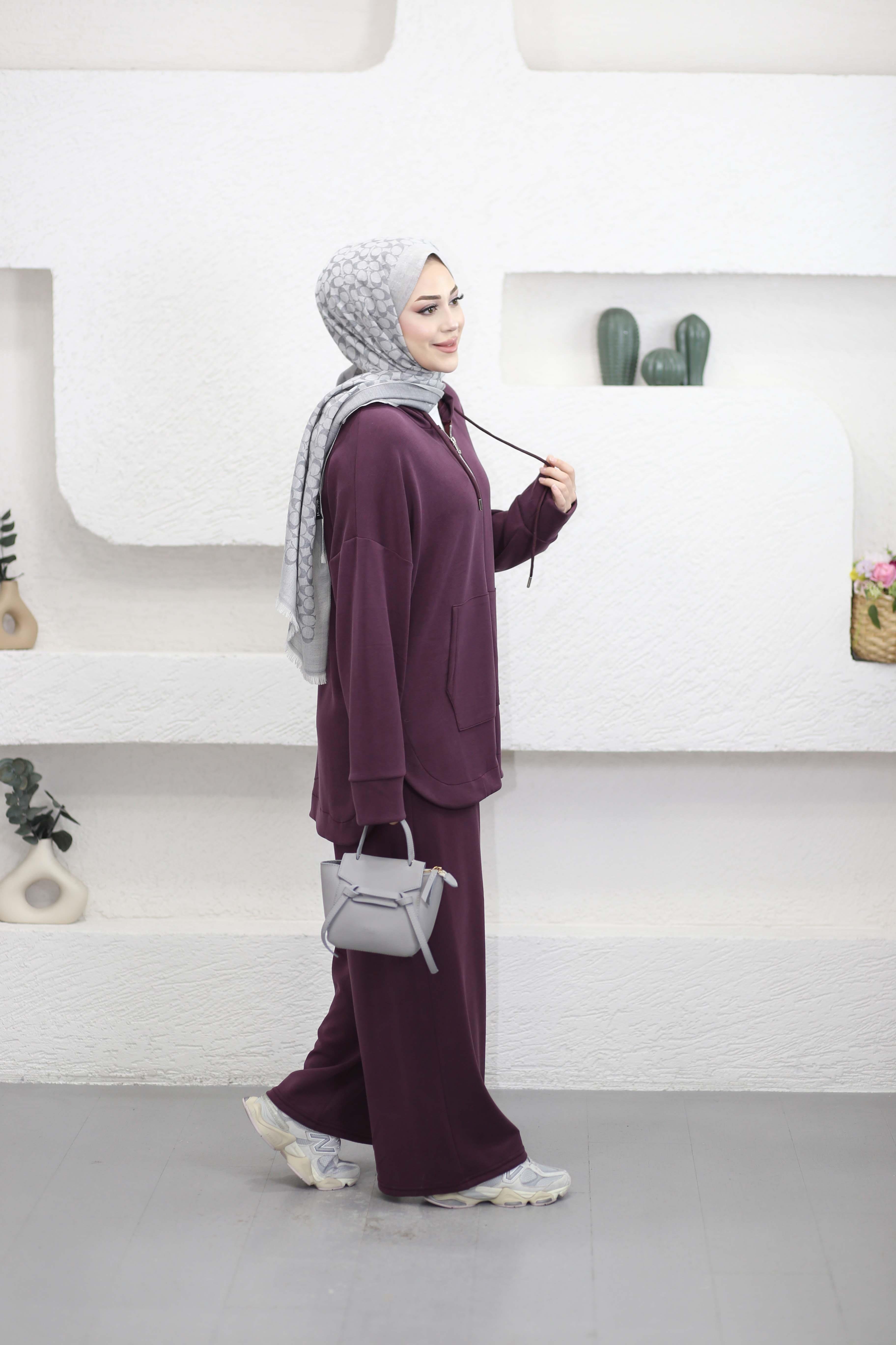 Fermuarlı Bol Oysho Takım Bordo 2290
