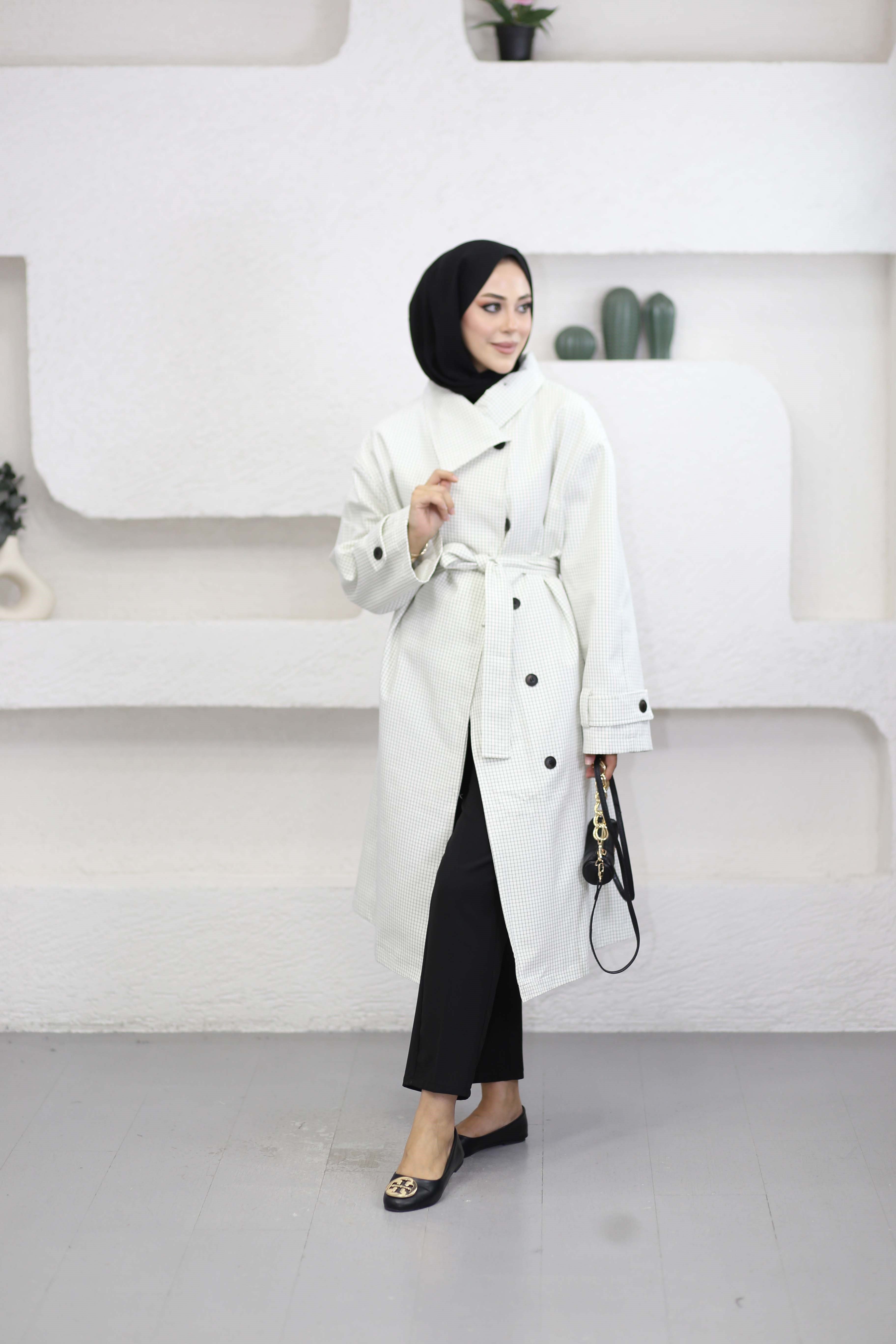 Kruvaze Oversize Trençkot Ekru 7770