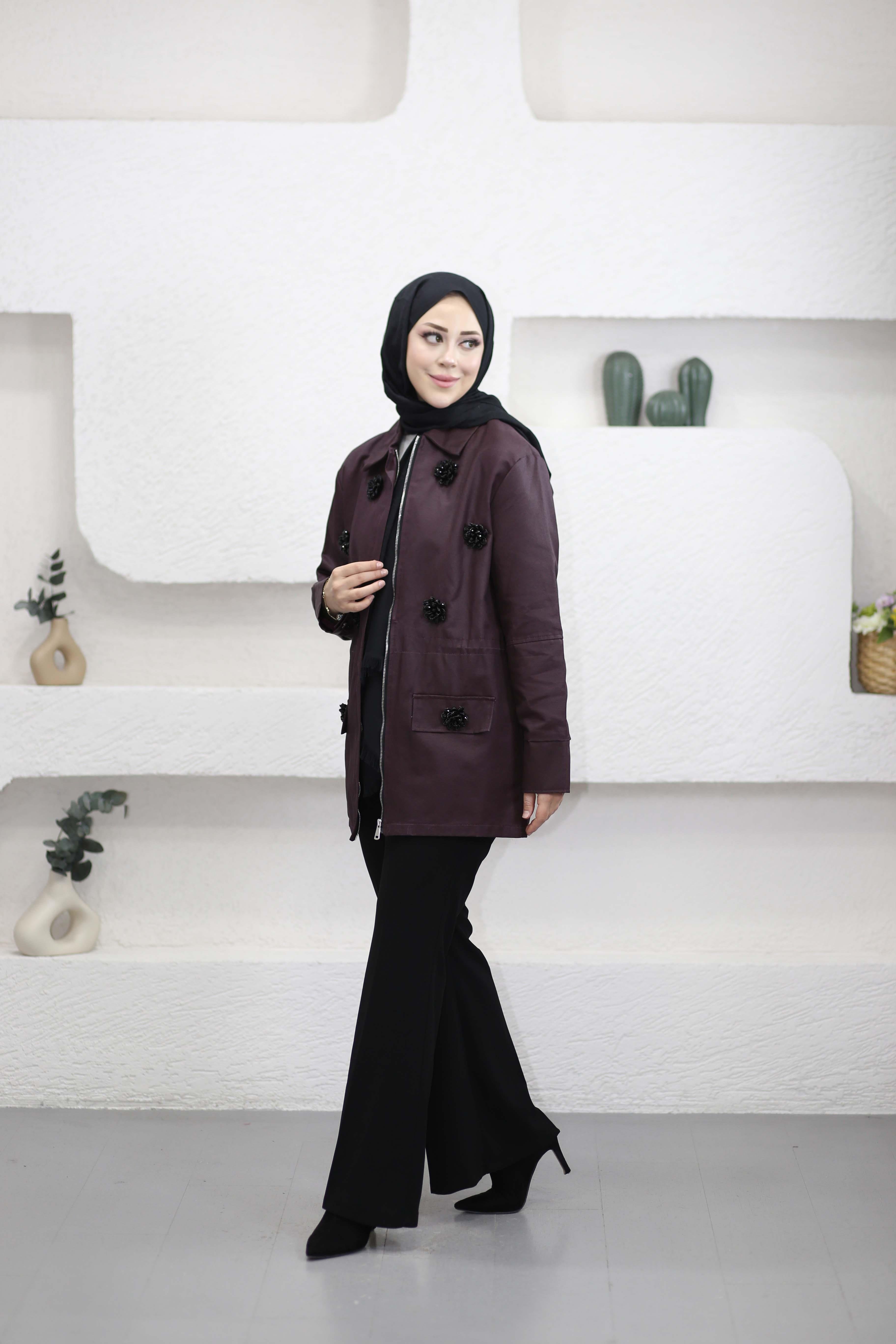 Şakayık Trençkot Bordo 2271