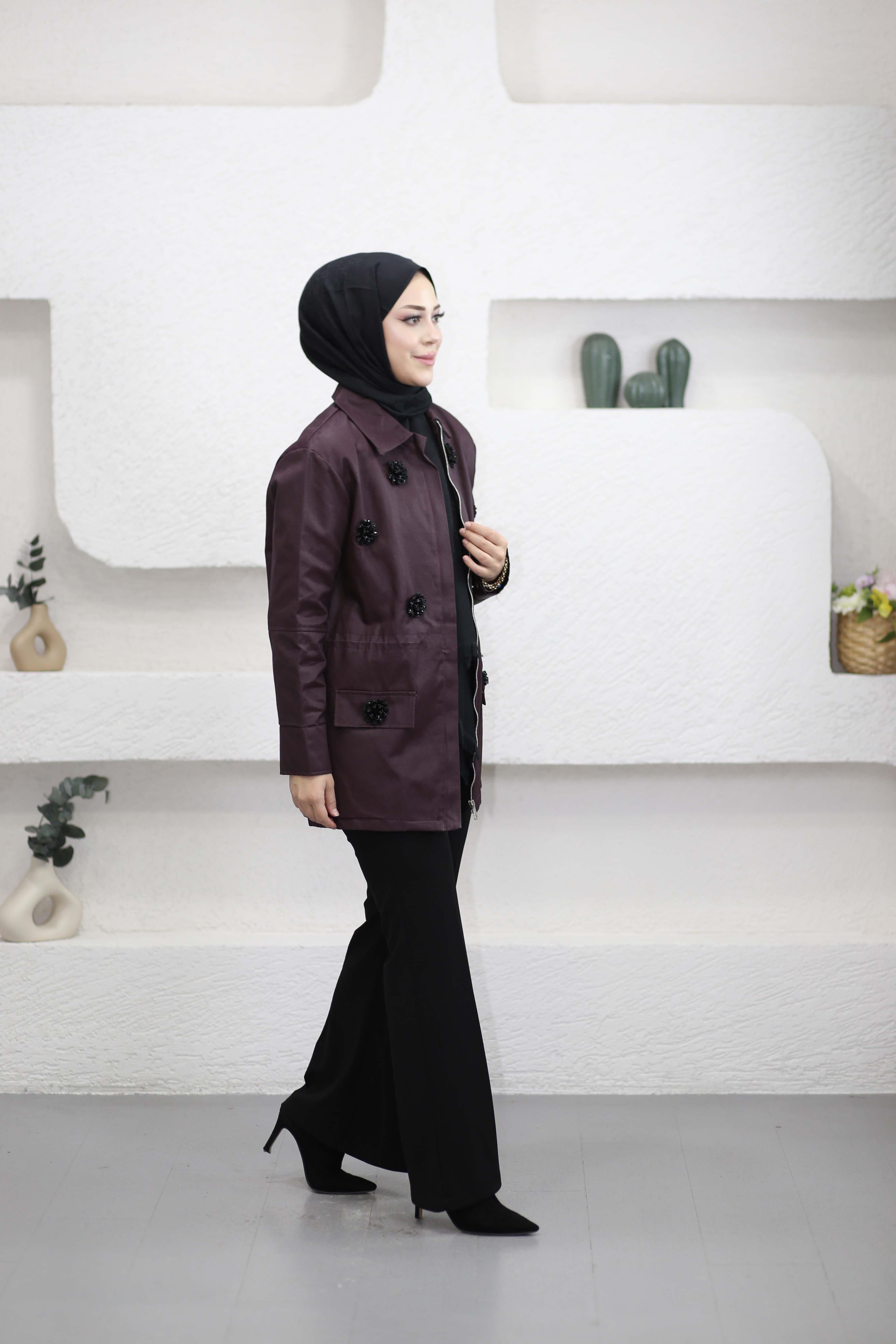 Şakayık Trençkot Bordo 2271