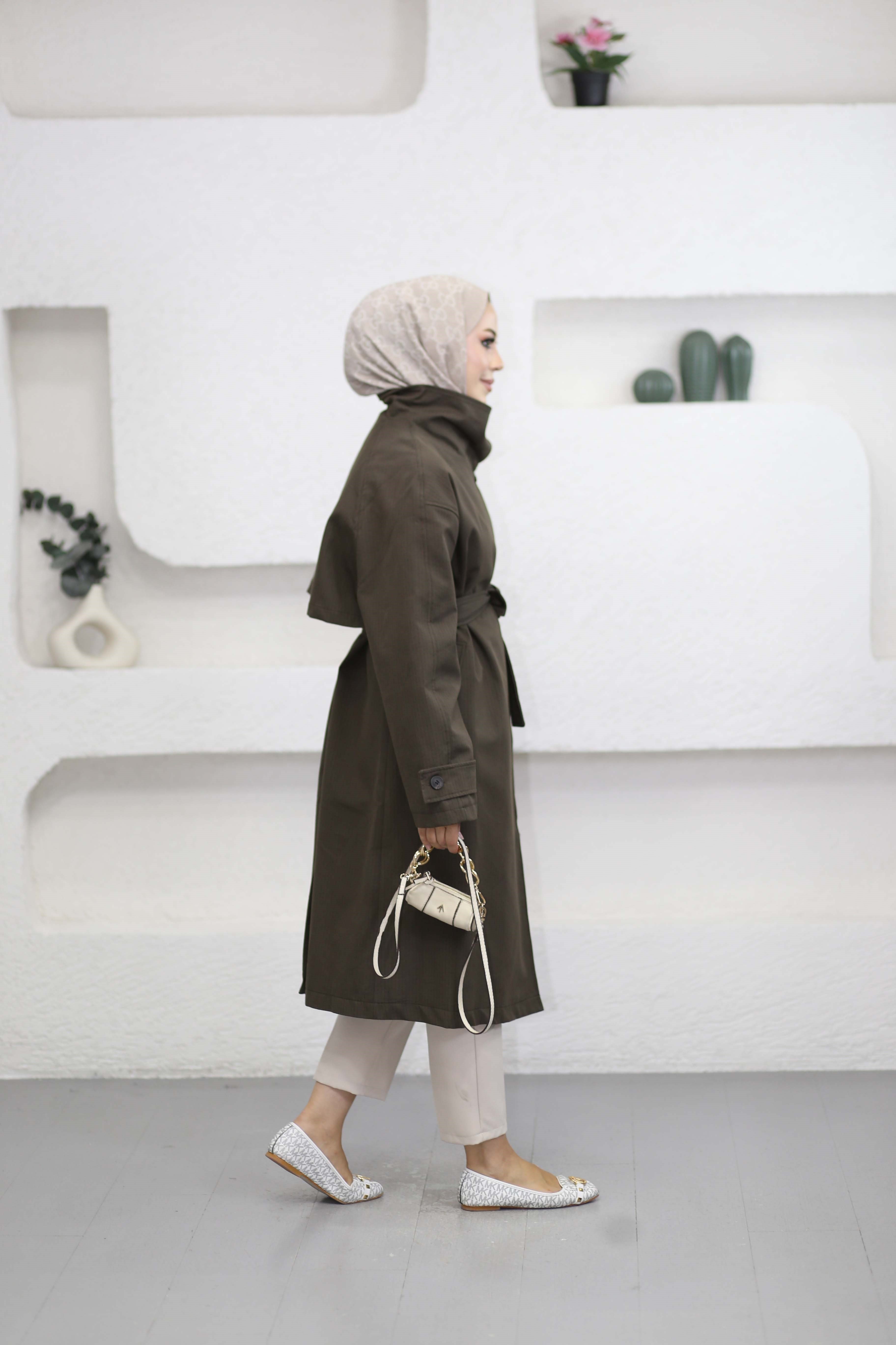 Kruvaze Oversize Trençkot Kahverengi 7770