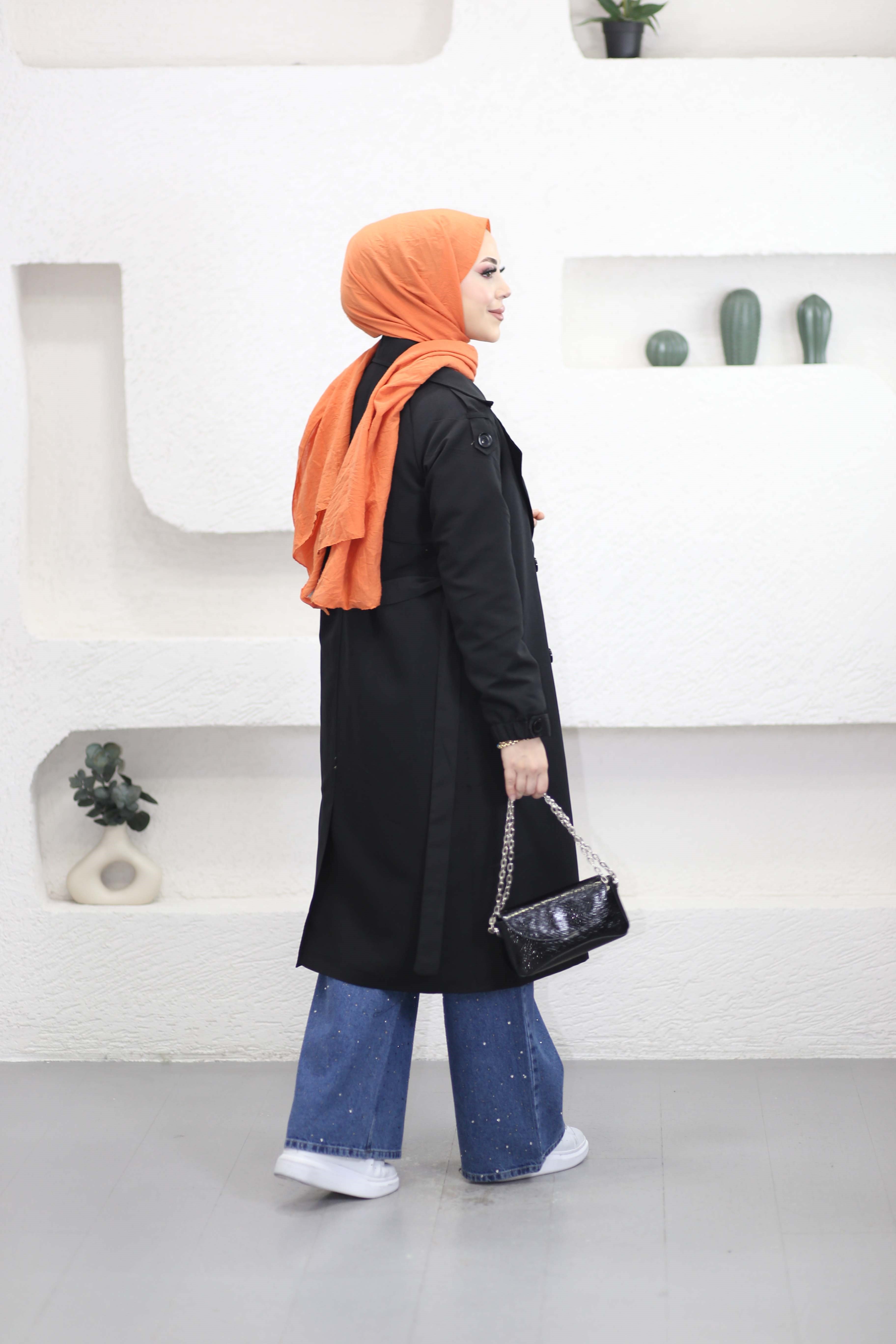 Jesica Trençkot Siyah 40107