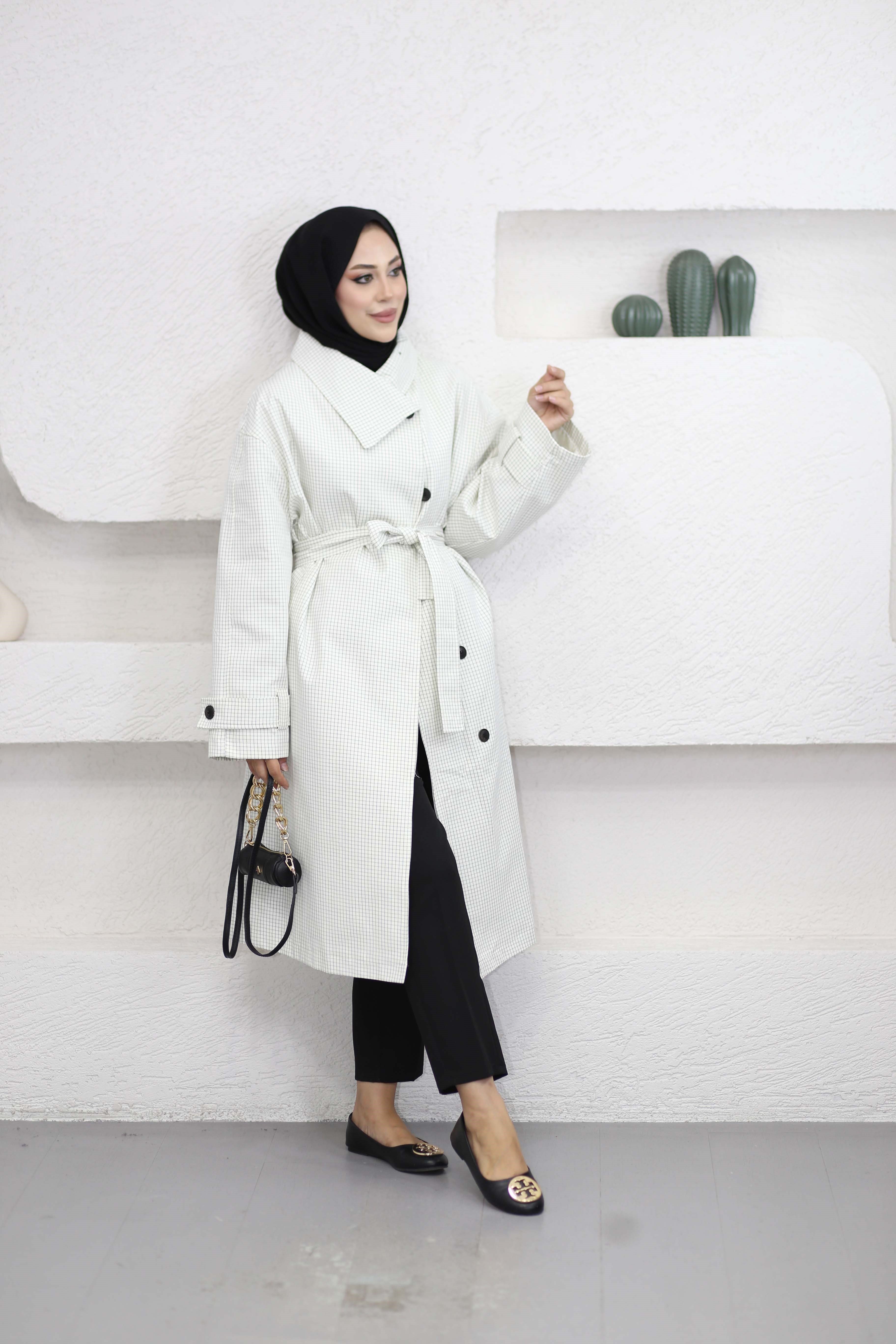 Kruvaze Oversize Trençkot Ekru 7770