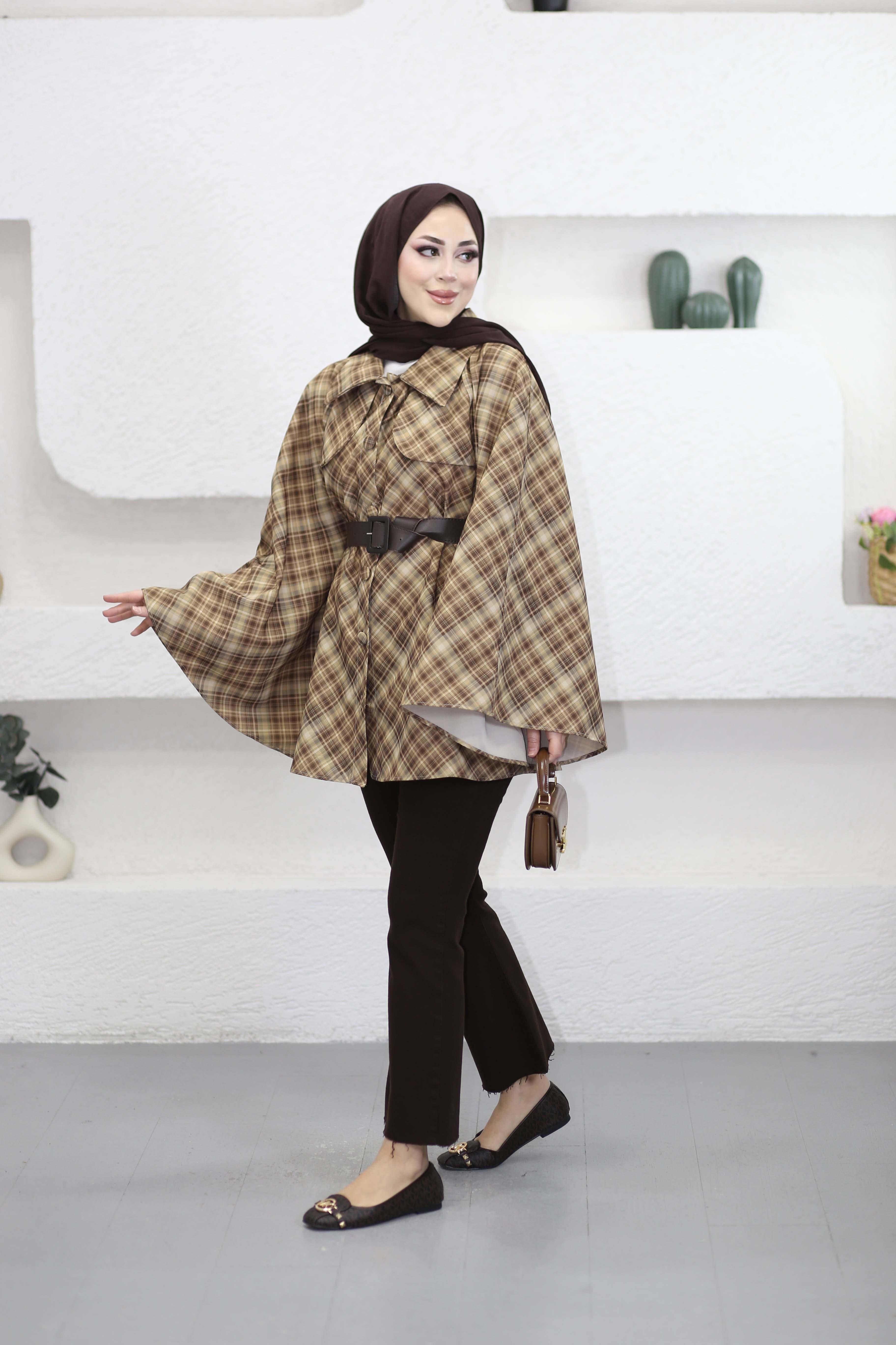 Allerli Ekose Trençkot Kahverengi 8240