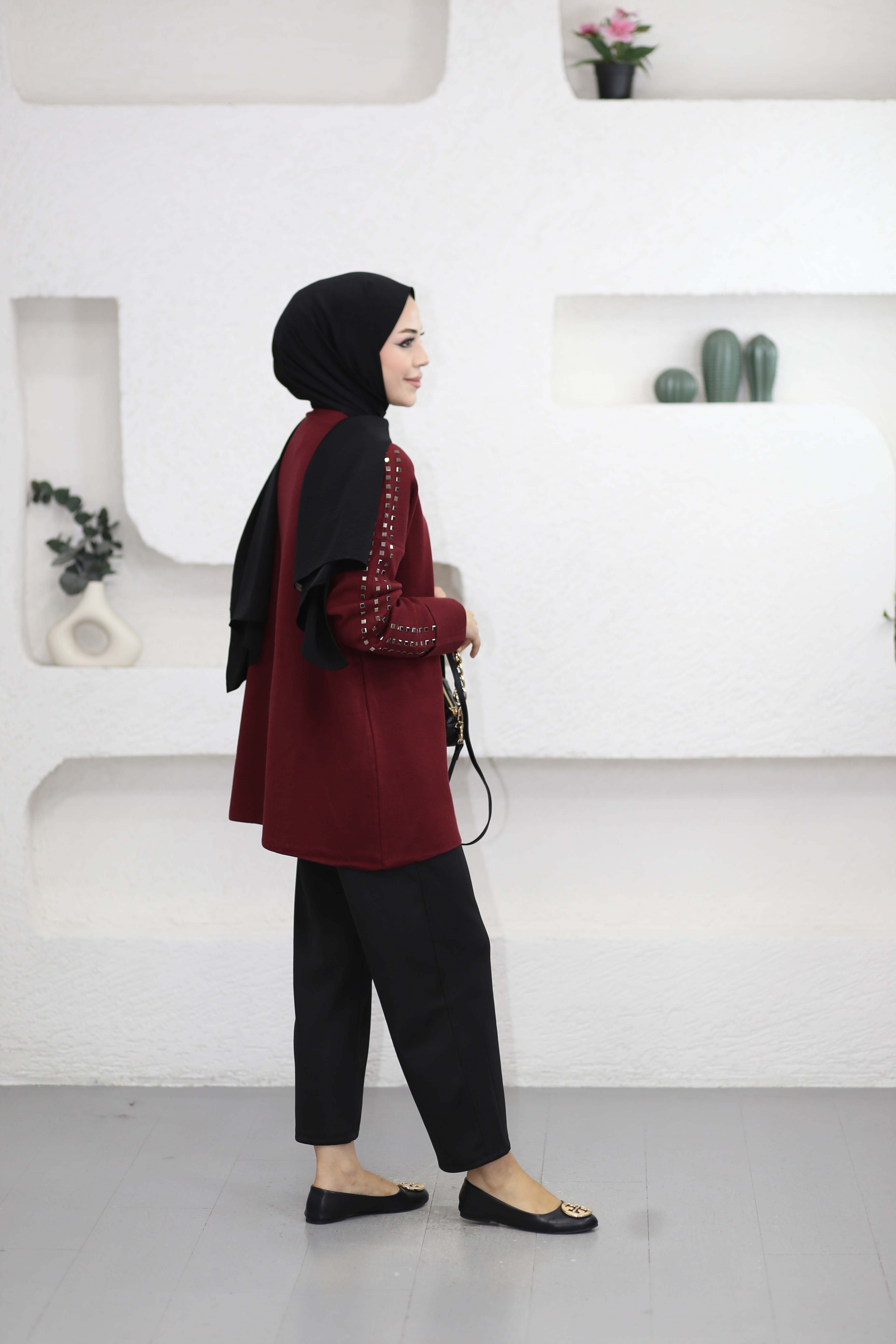 Omuz Taşlı Tunik Bordo 26150